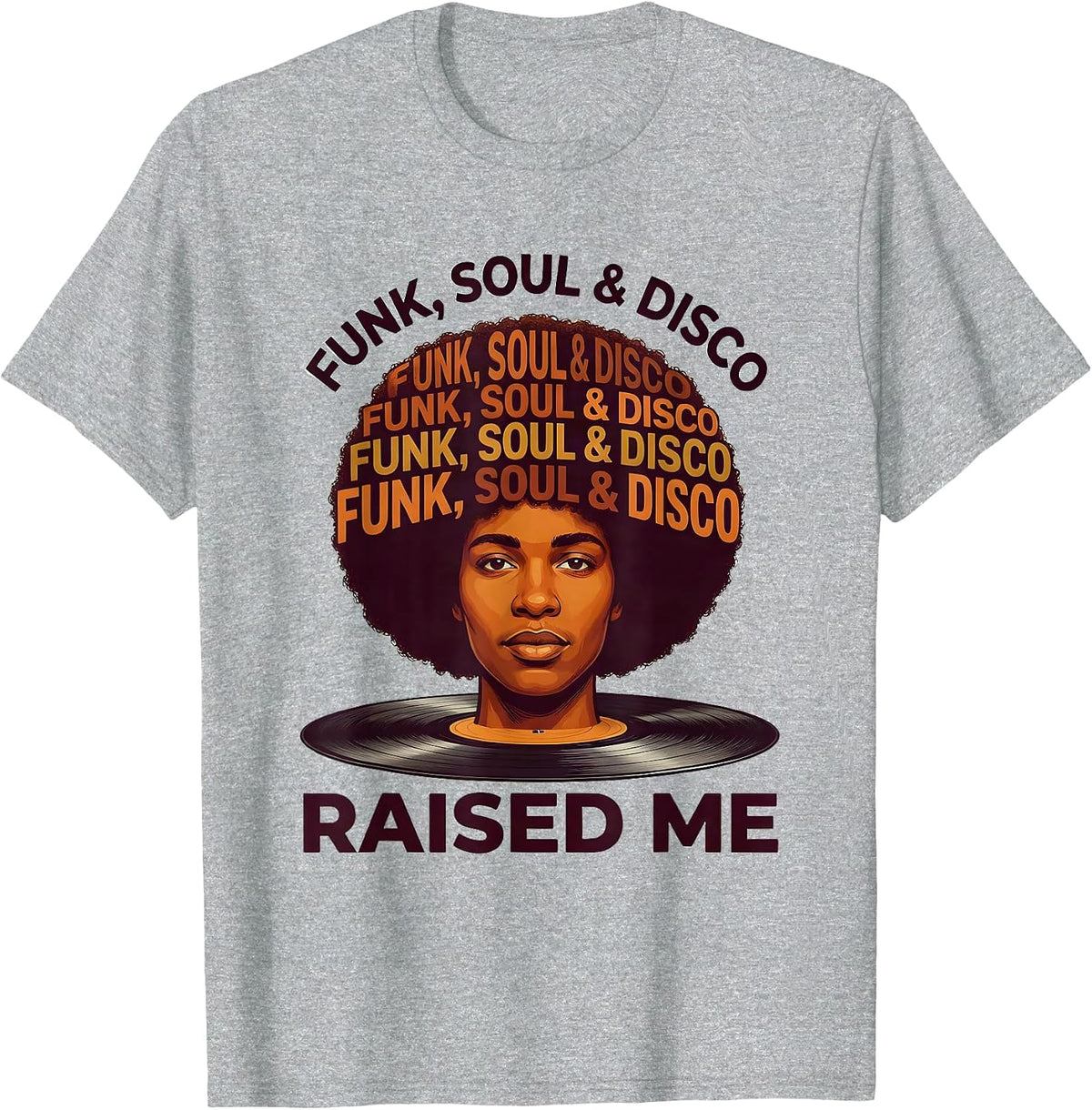 Men's Funk, Soul & Disco Raised Me Retro Afro 70s Vintage T-Shirt - Heather Grey