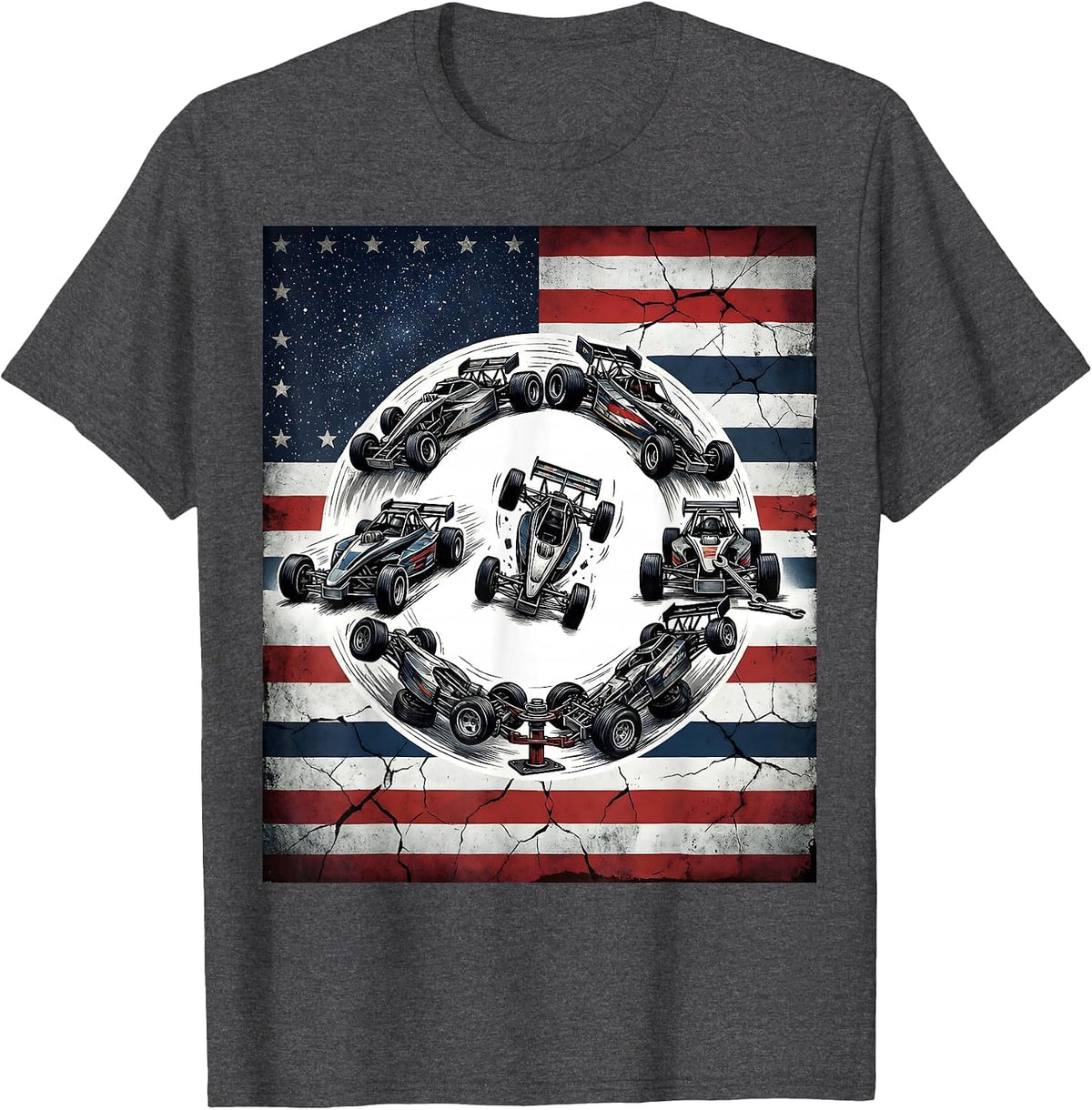 Radio-Controlled Dragster Patriotic RC Car Hobbyist Gift T-Shirt - Dark Heather Grey
