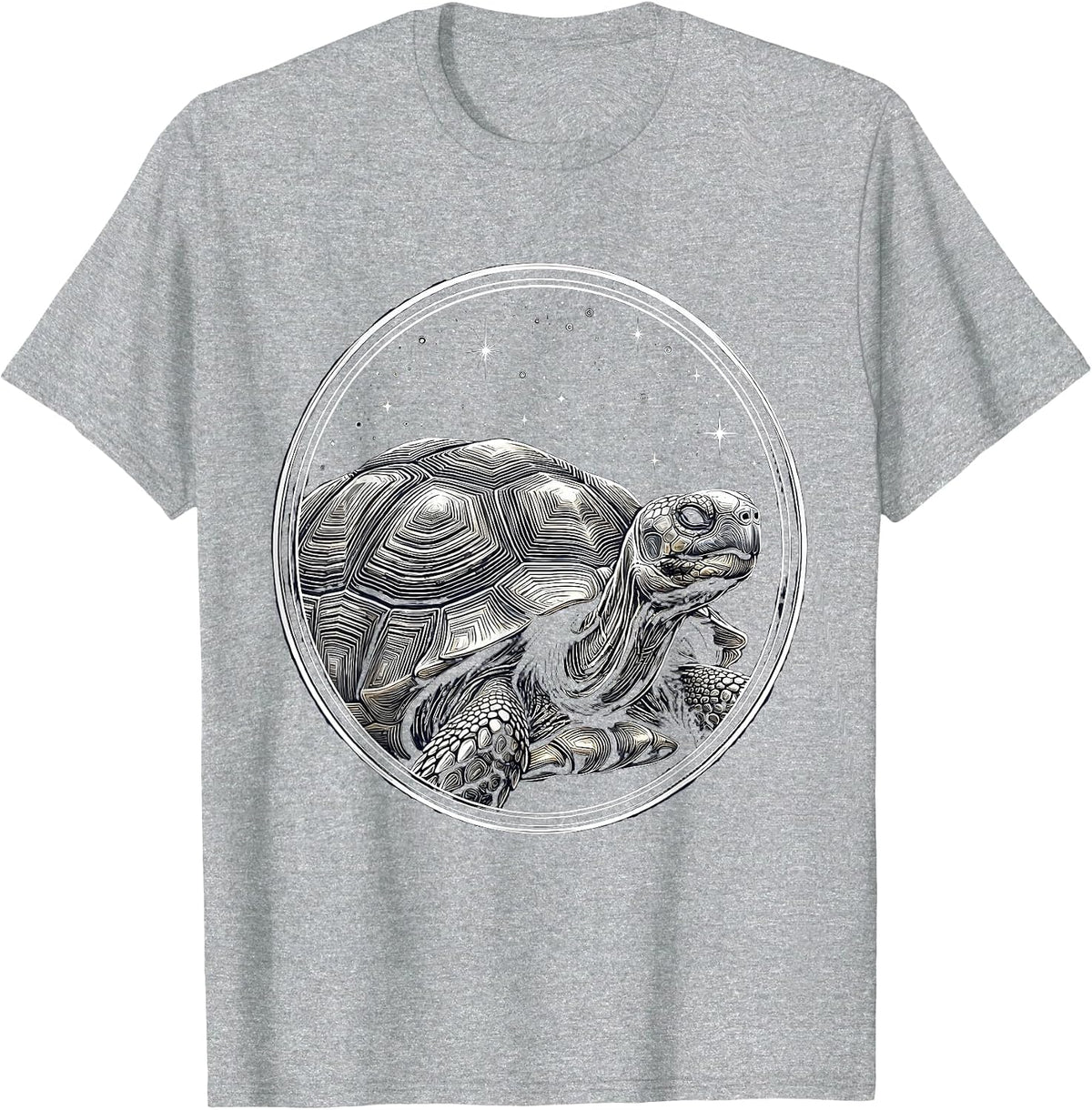 Men's Ancient Tortoise Starry Night Sky Illustration T-Shirt - Heather Grey