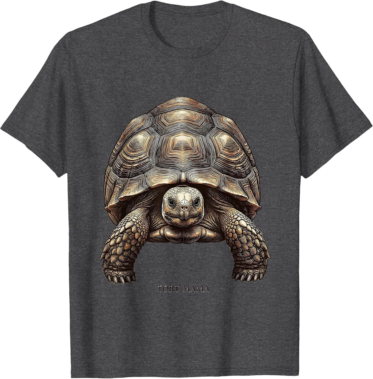 Tort Mama Crosshatch Etching Sulcata Tortoise Owner Pet T-Shirt - Dark Heather Grey