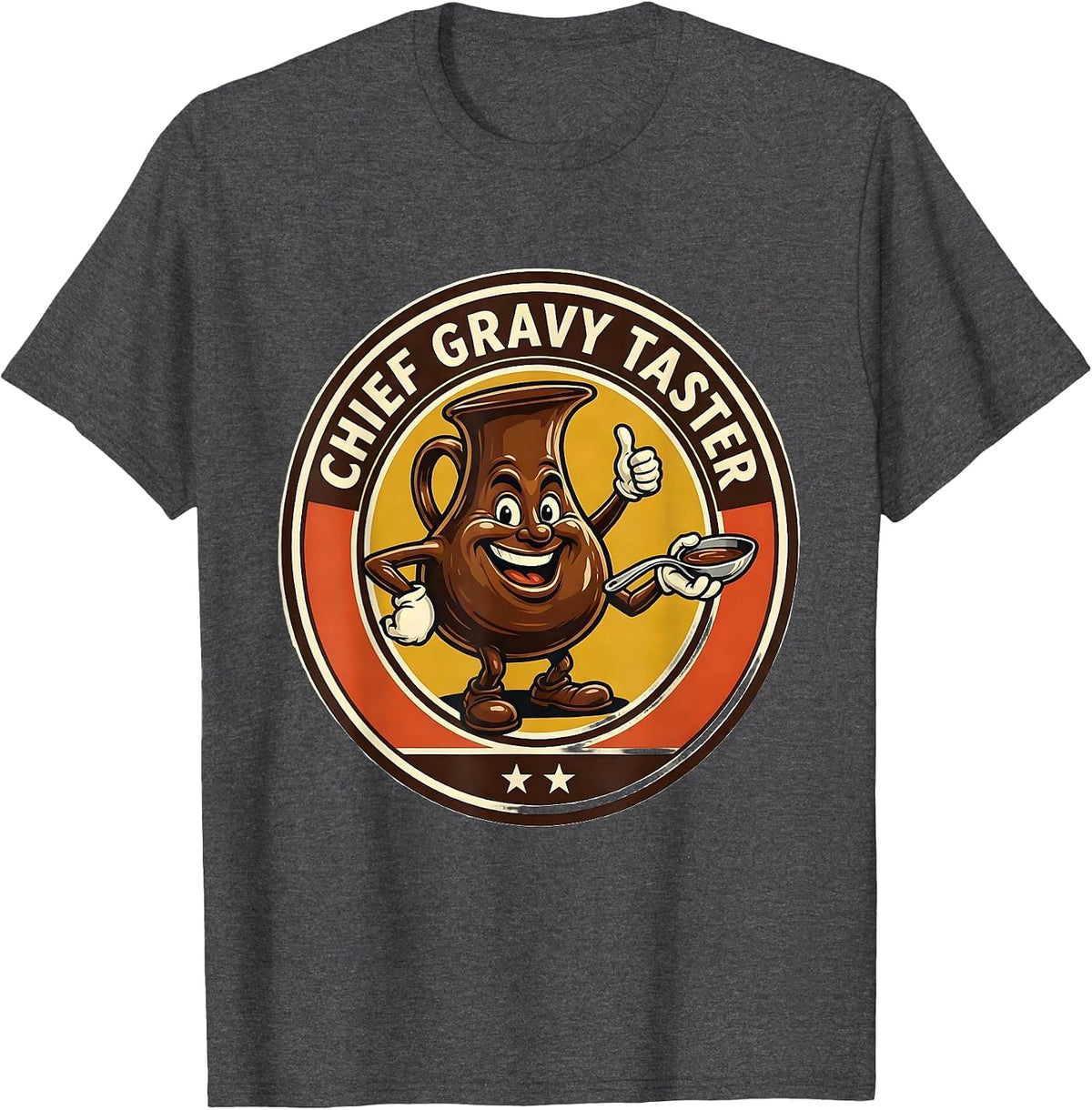 Chief Gravy Taster Retro Thanksgiving Dinner Humor T-Shirt - Dark Heather Grey