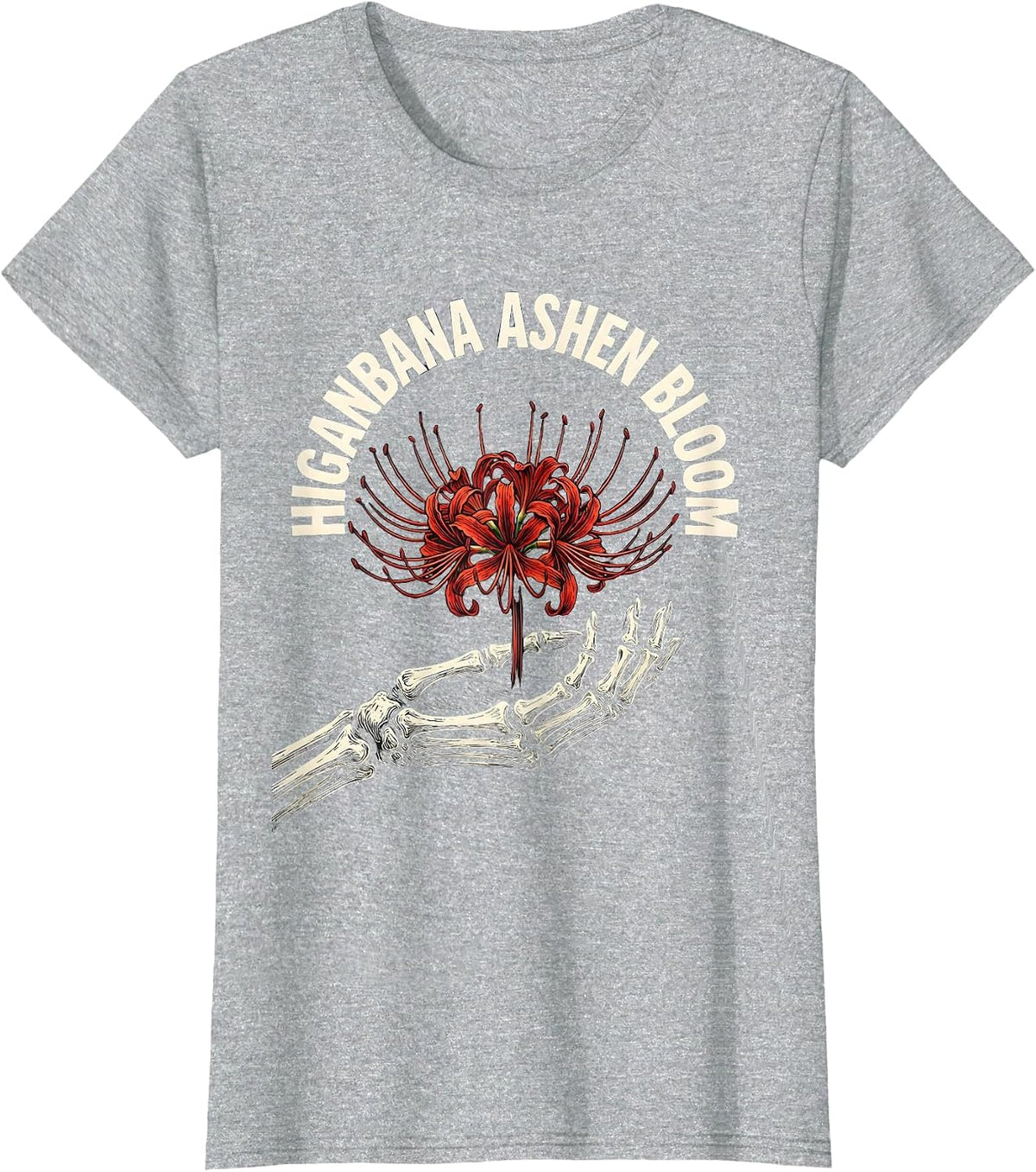 Women's Higanbana Ashen Bloom Horror Anime Kawaii Goth Aesthetic T-Shirt - Heather Grey