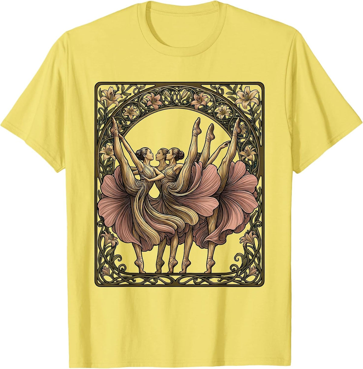 Men's Chorus Line High Kick Dance Graphic T-Shirt - Lemon Yellow