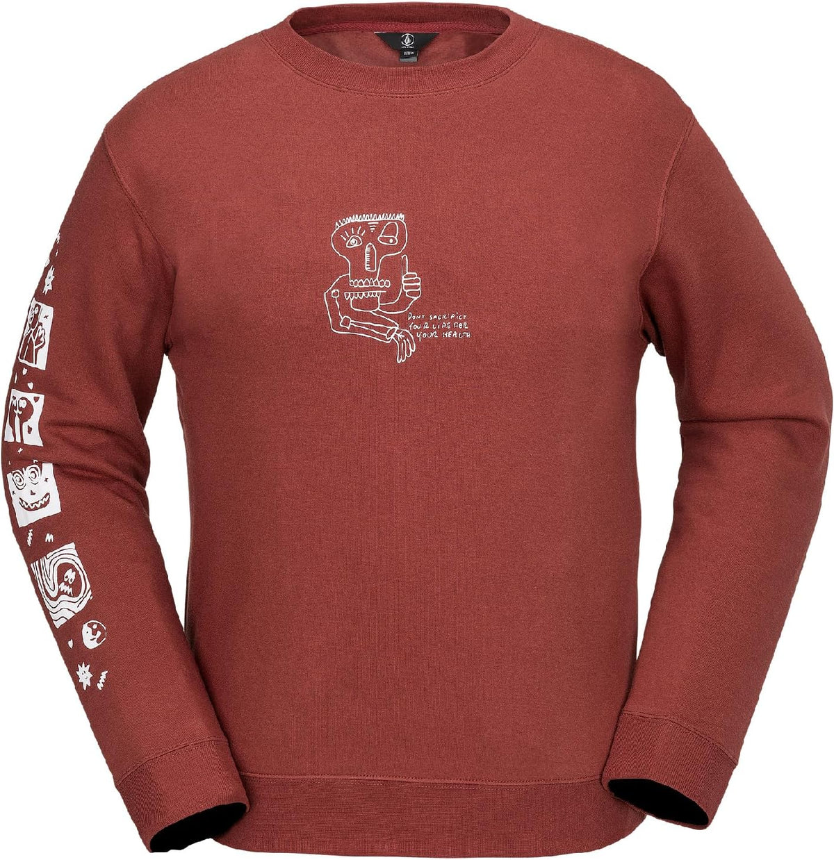 Volcom Men's Essential Crew Fleece Snowboard Winter Sweatshirt - Redwood