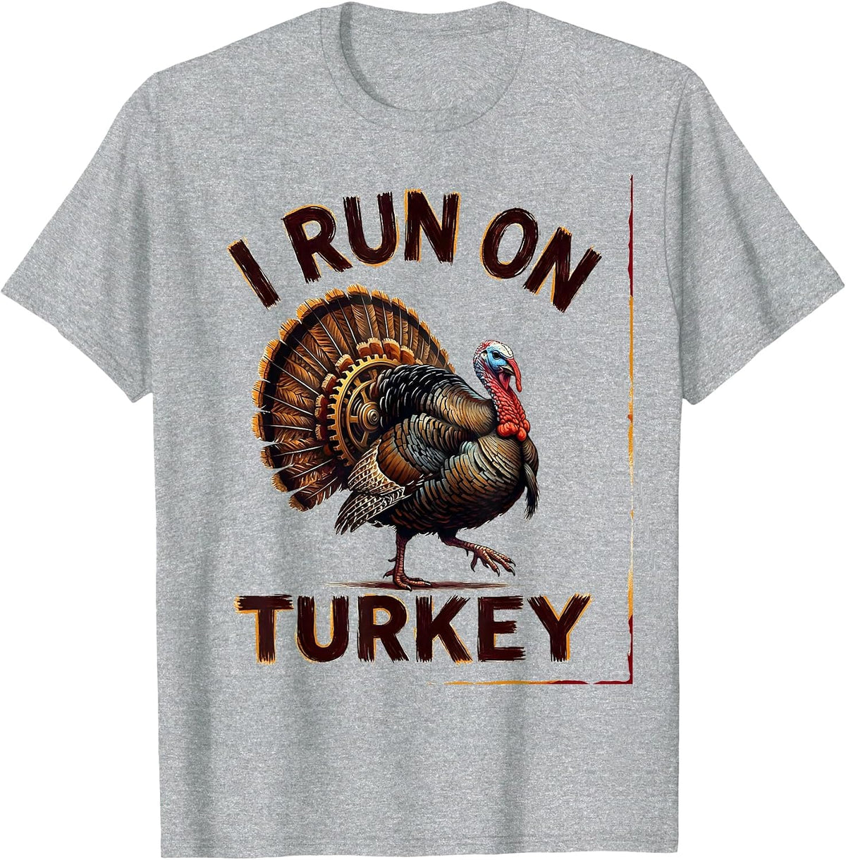 Men's I Run On Turkey Funny Thanksgiving Design T-Shirt - Heather Grey