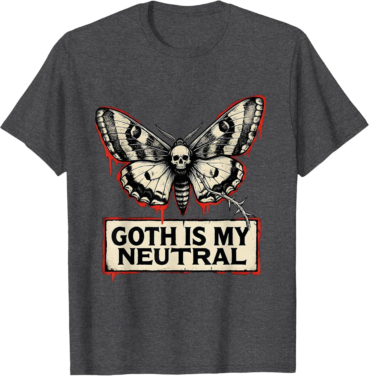 Goth Is My Neutral Stencil Gothic Emo Girl Y2K Grunge T-Shirt - Dark Heather Grey