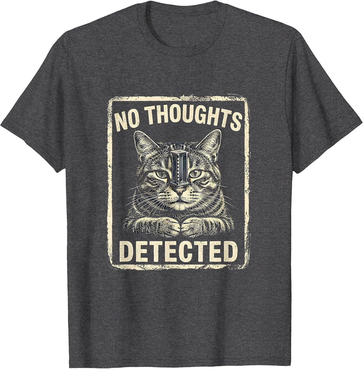 No Thoughts Detected Funny Cat Meme Internet Humor Gift T-Shirt - Dark Heather Grey