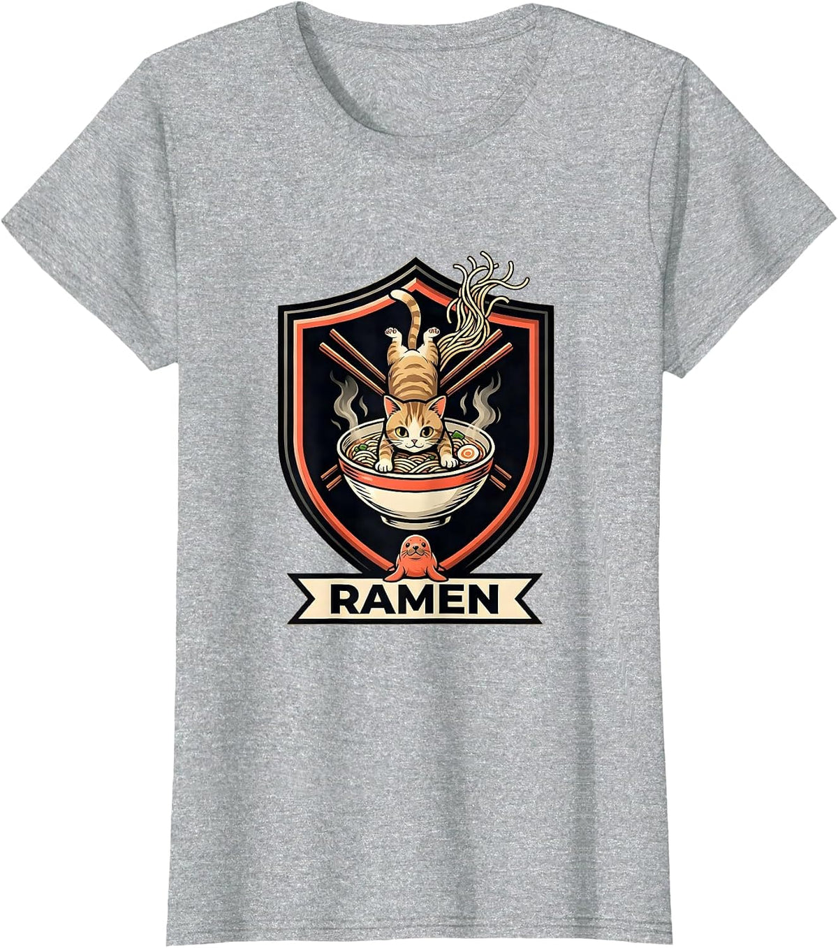 Women's RAMEN Kawaii Cat Anime Funny Japanese Ramen Lover Gift T-Shirt - Heather Grey