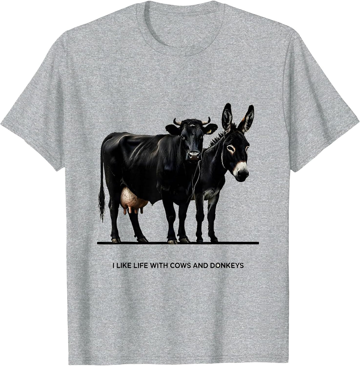 Men's I Like Life With Cows And Donkeys Funny Farm Animal Humor T-Shirt - Heather Grey