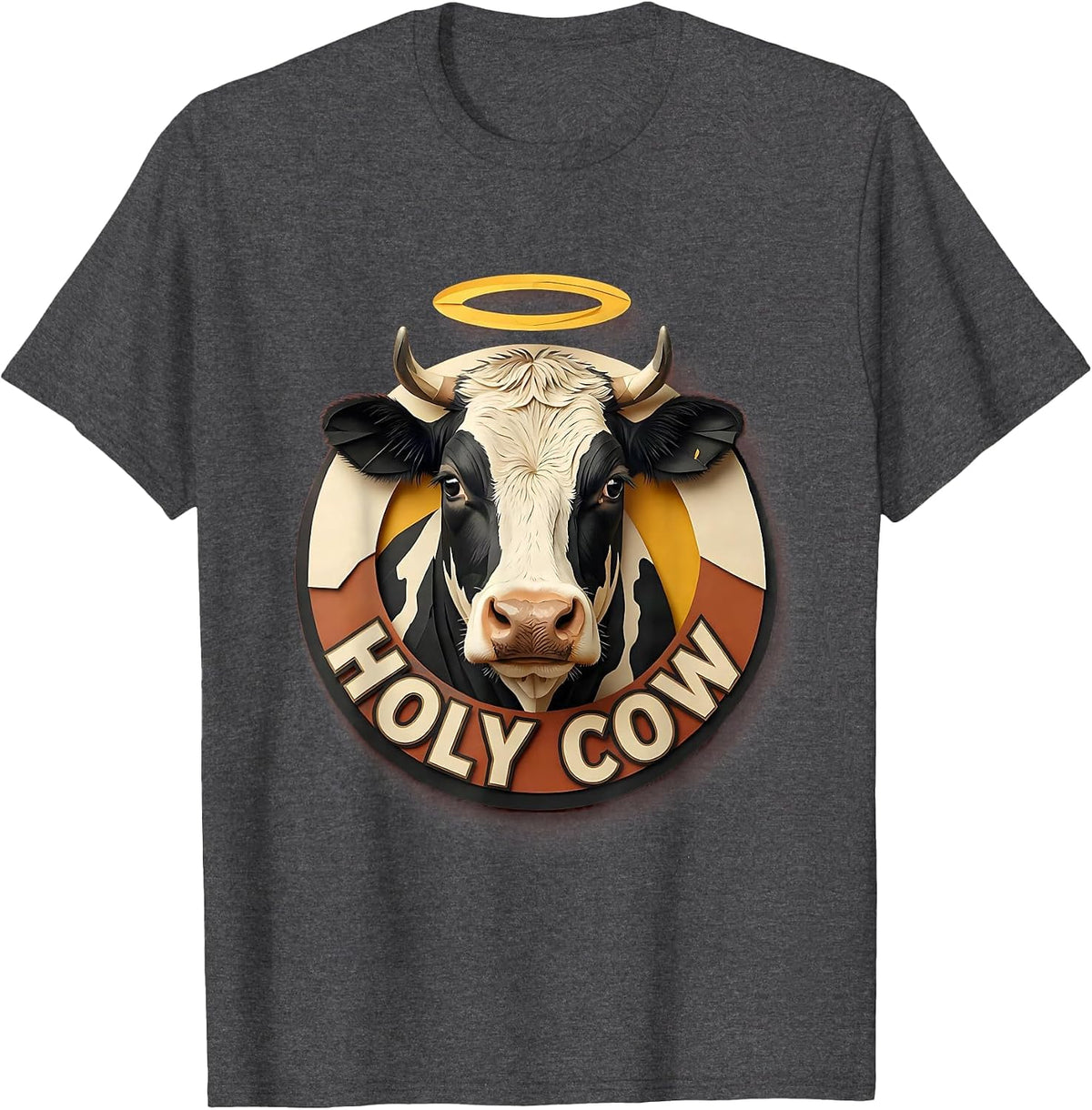 Holy Cow Funny Cattle Humor Design T-Shirt - Dark Heather Grey