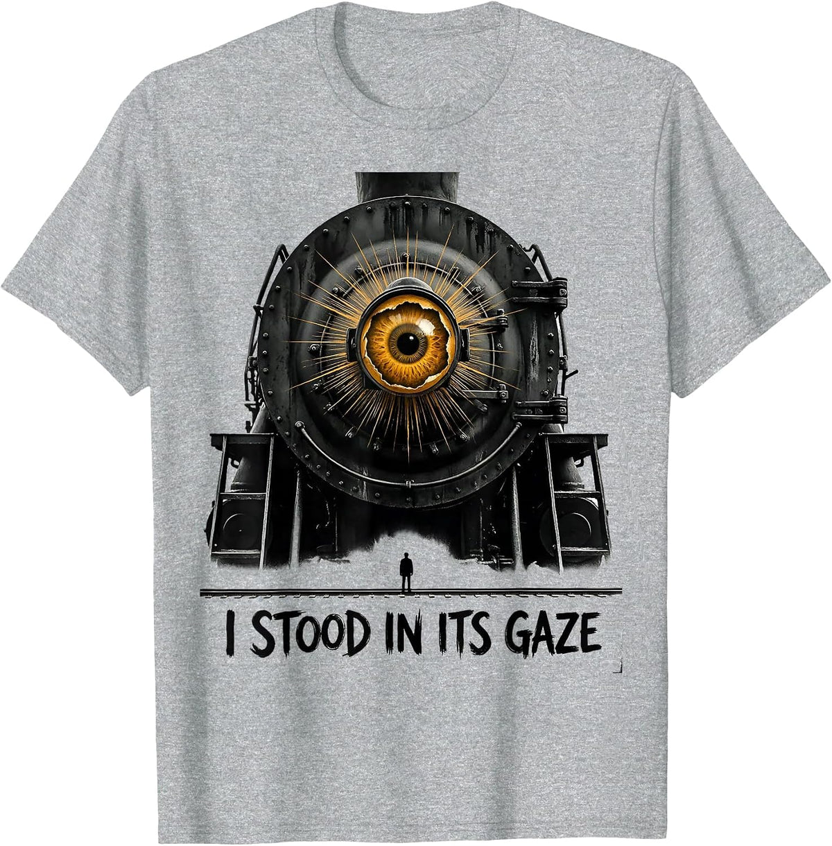 Men's I Stood In Its Gaze Big Boy 4014 Steam Train Engineer T-Shirt - Heather Grey