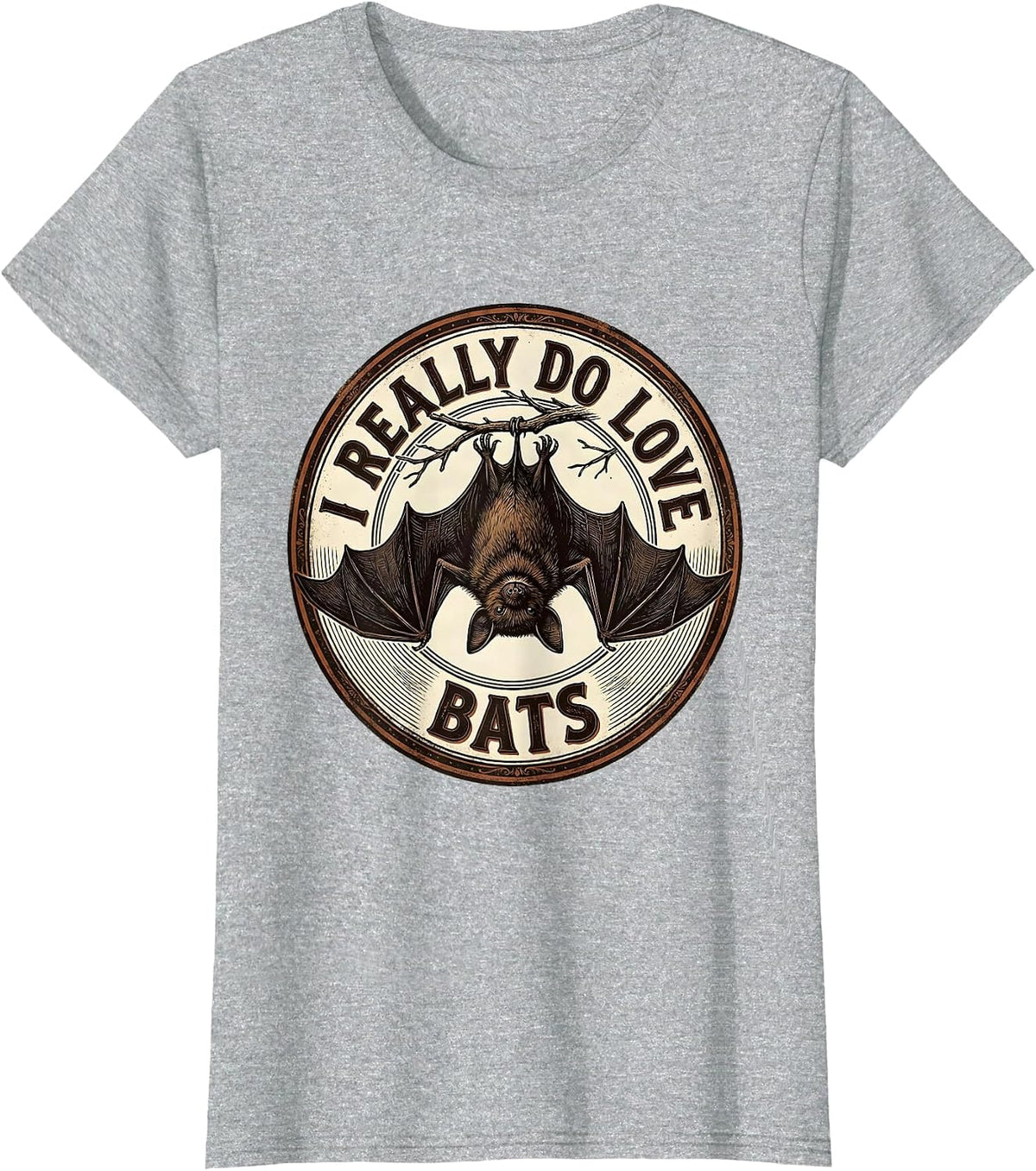 Women's I Really Do Love Bats Vintage Bat Lover Wildlife T-Shirt - Heather Grey