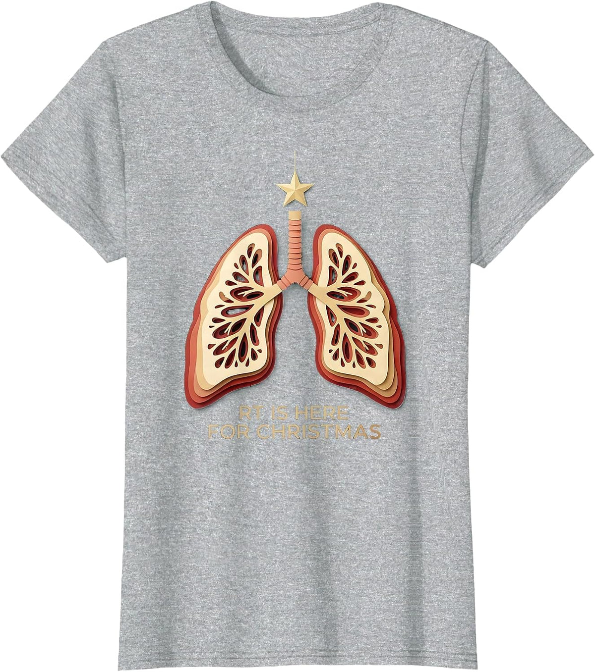 RT Is Here For Christmas Funny Respiratory Therapist T-Shirt - Heather Grey
