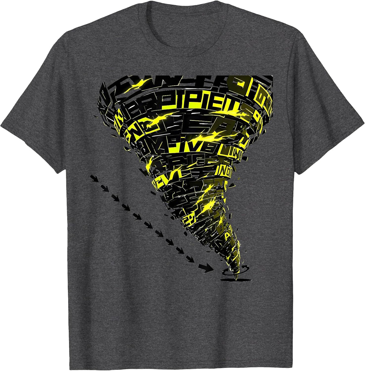 Men's Tornado Funnel Typography Storm Chaser Meteorology T-Shirt - Dark Heather Grey