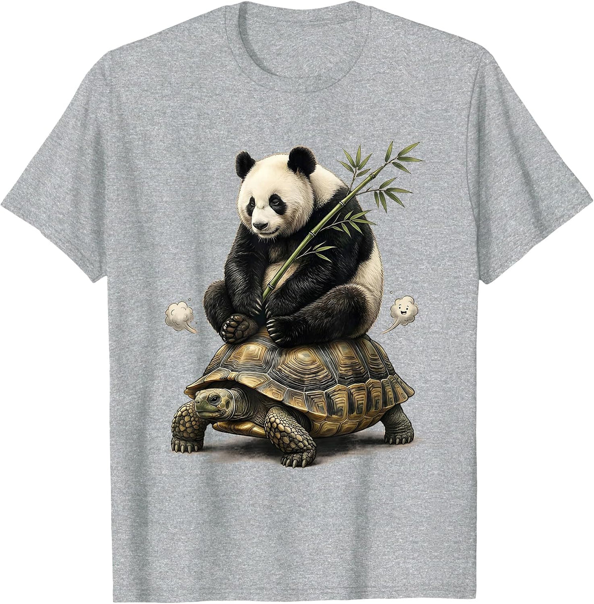 Men's Round Panda Illustration Cute Humor Gift for Kids T-Shirt - Heather Grey