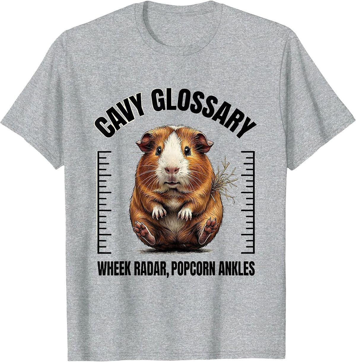 Men's Cavy Glossary: Wheek Radar, Popcorn Ankles Funny Cavy Lover T-Shirt - Heather Grey