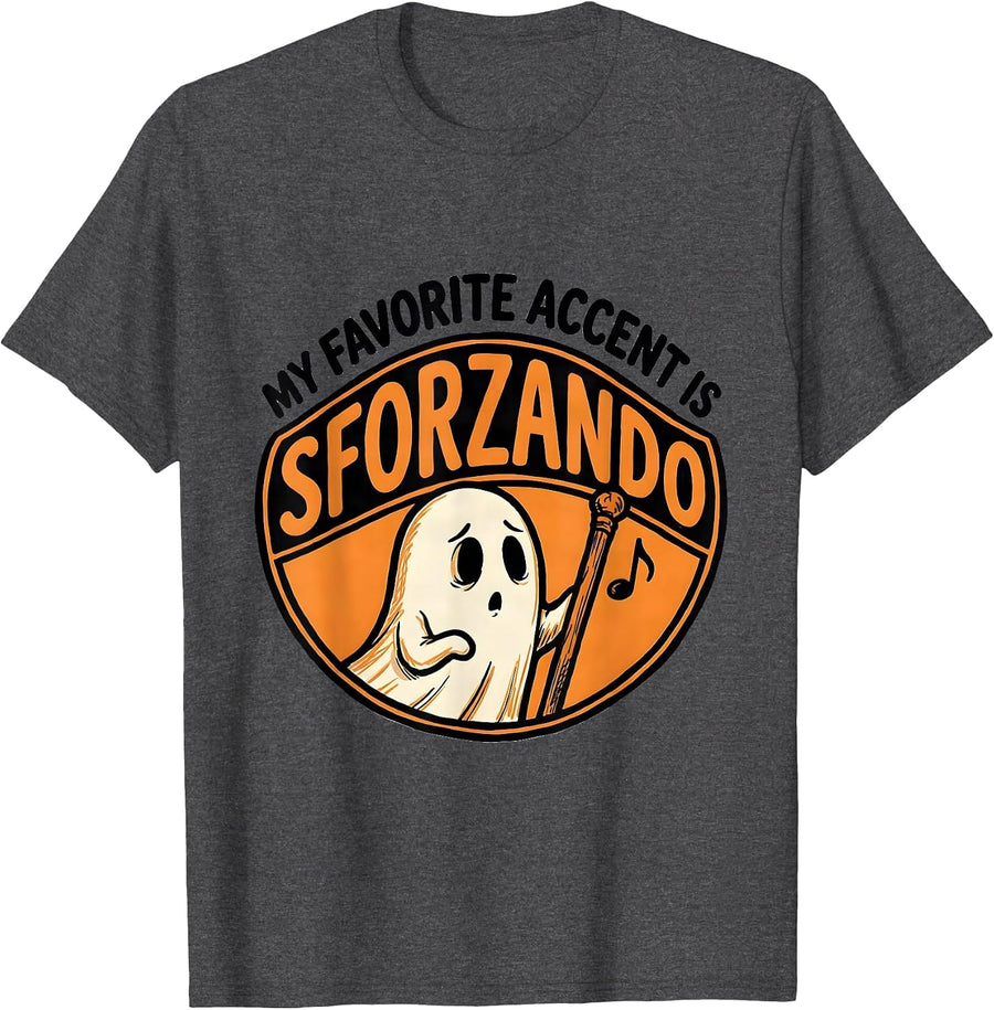 Men's My Favorite Accent Is Sforzando Funny Music Teacher Ghost T-Shirt - Dark Heather Grey