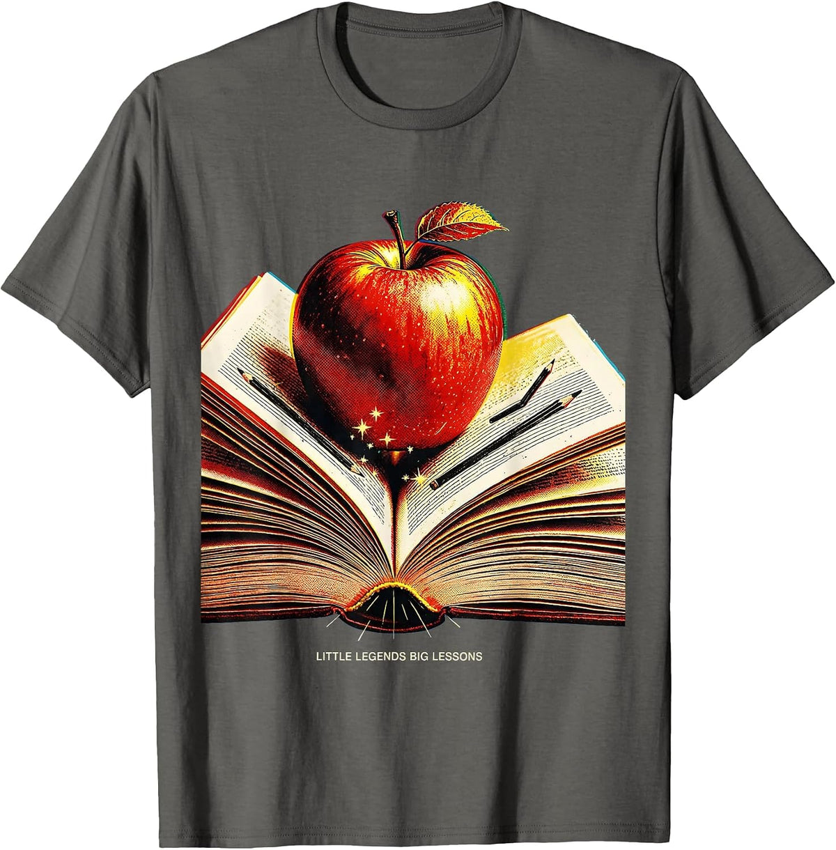 Little Legends Big Lessons Third Grade Teacher T-Shirt - Asphalt Grey