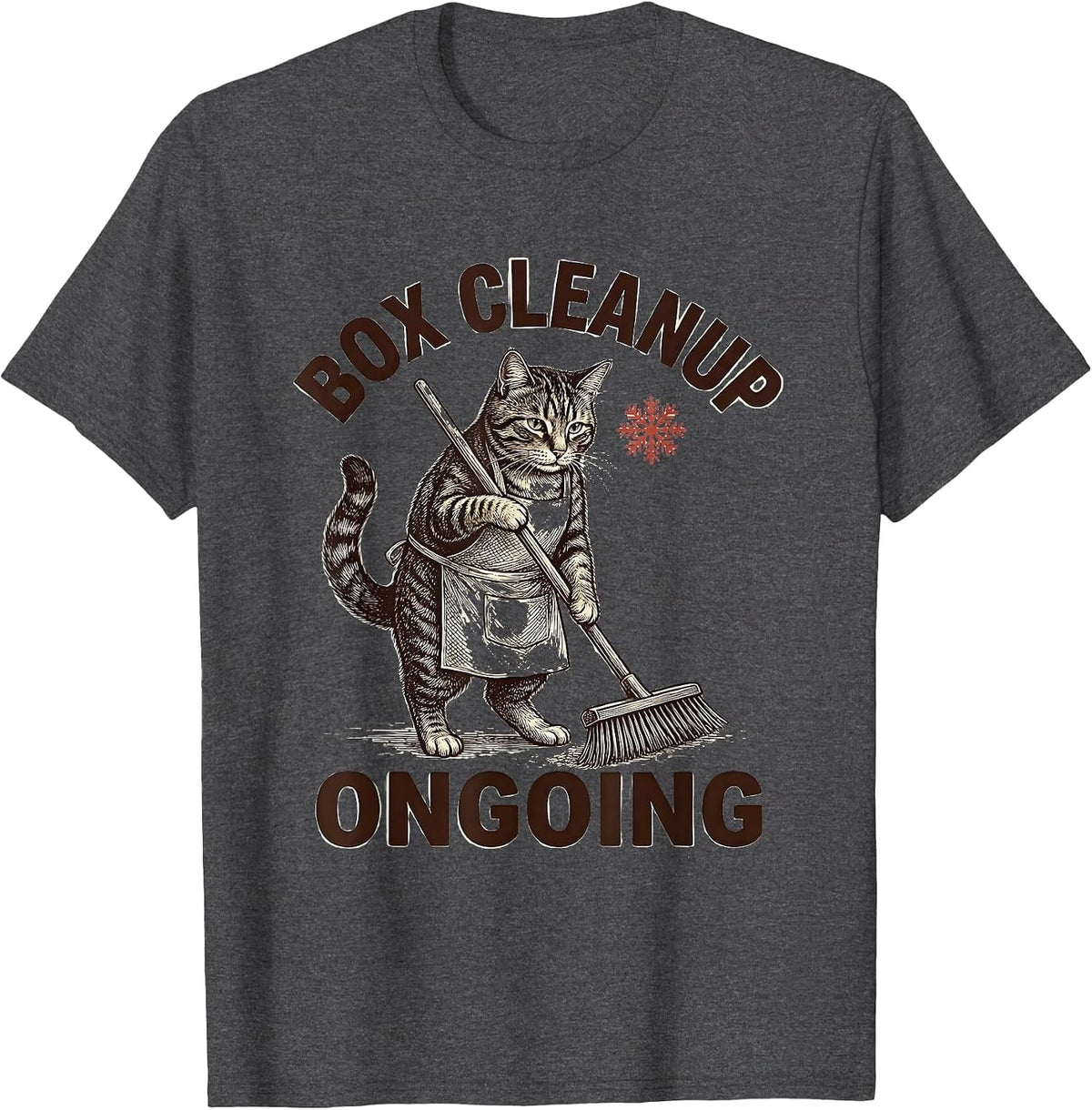 Box Cleanup Ongoing Funny Cat Lover Christmas Grumpy Humor T-Shirt - Dark Heather Grey