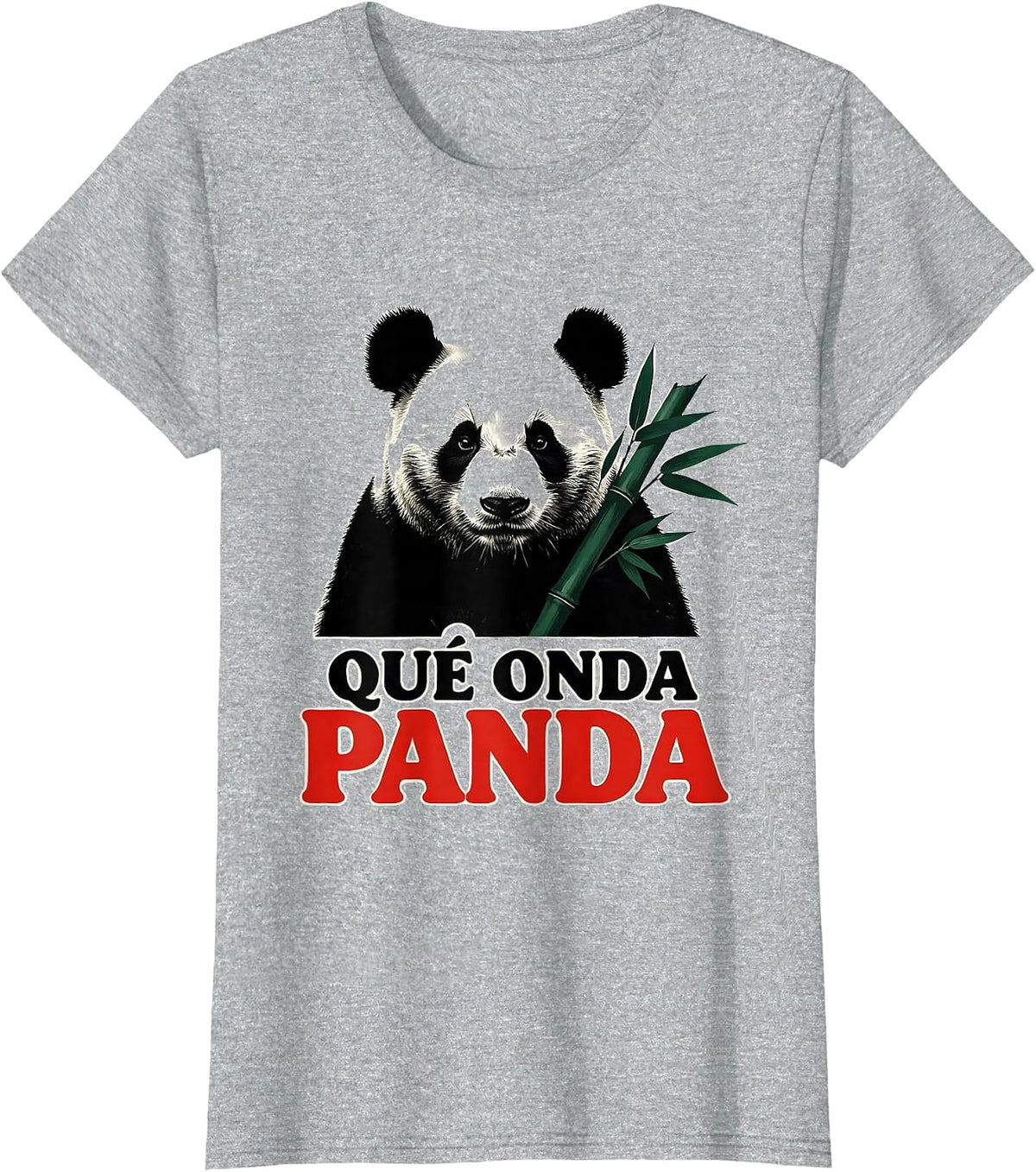 Women's Qué Onda Panda Funny Mexican Slang Food Pun Humor T-Shirt - Heather Grey