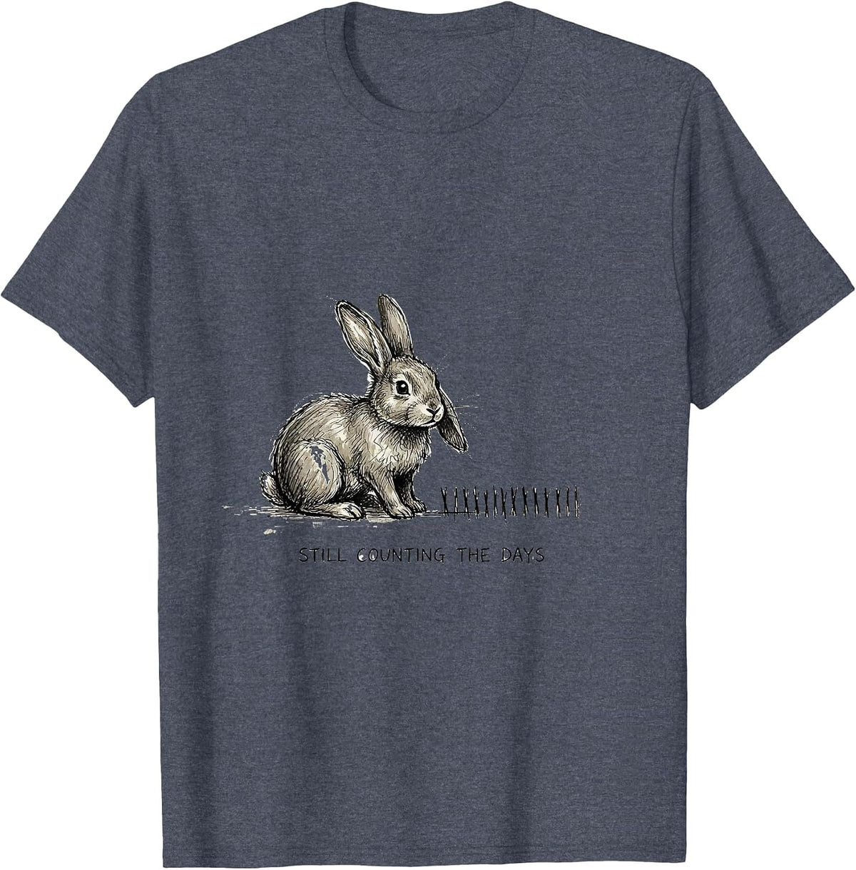 Still Counting The Days Creepy Cute Goth Bunny Horror T-Shirt - Heather Blue
