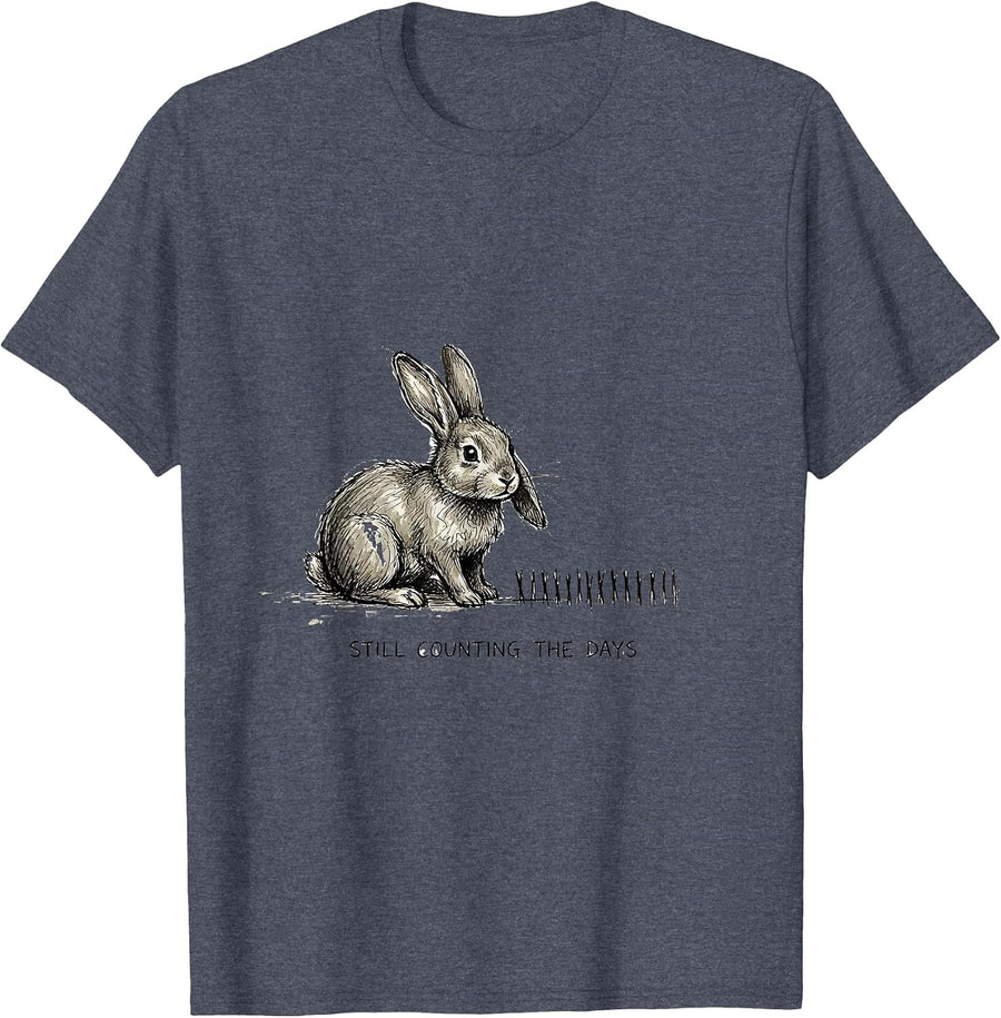 Still Counting The Days Creepy Cute Goth Bunny Horror T-Shirt - Heather Blue
