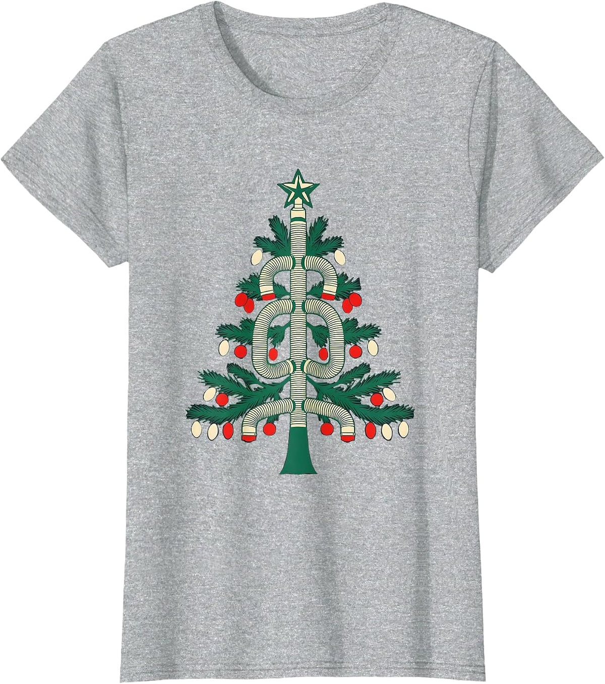 Women's Ventilator Circuit Christmas Respiratory Therapist Humor T-Shirt - Heather Grey