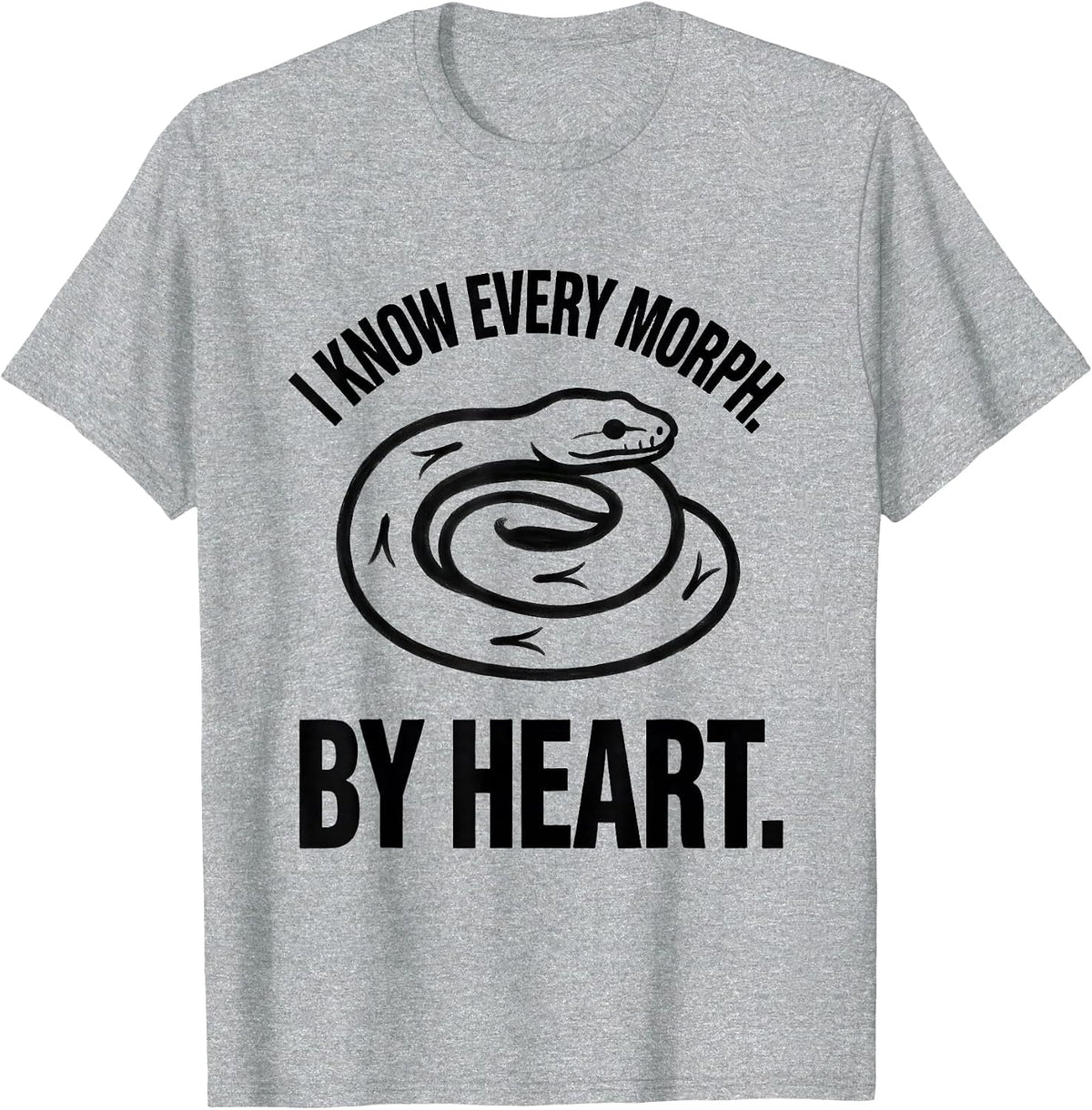 Men's I Know Every Morph By Heart Minimalist Ball Python Reptile T-Shirt - Heather Grey