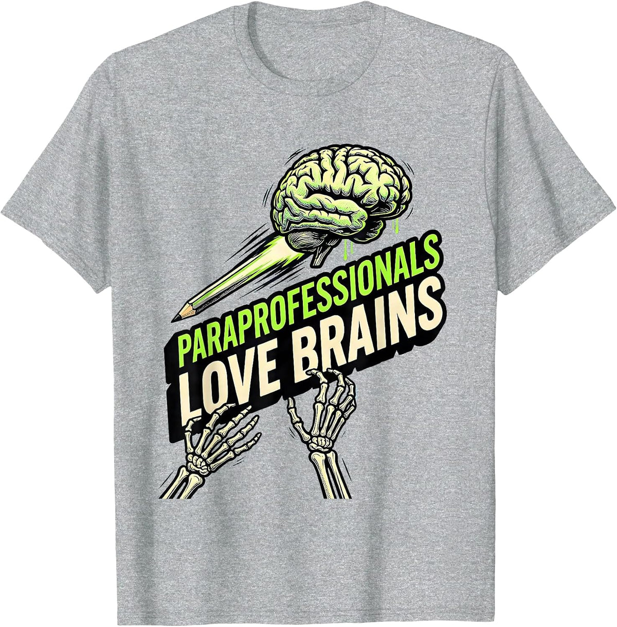Men's Paraprofessionals Love Brains Funny Zombie Halloween Costume T-Shirt - Heather Grey