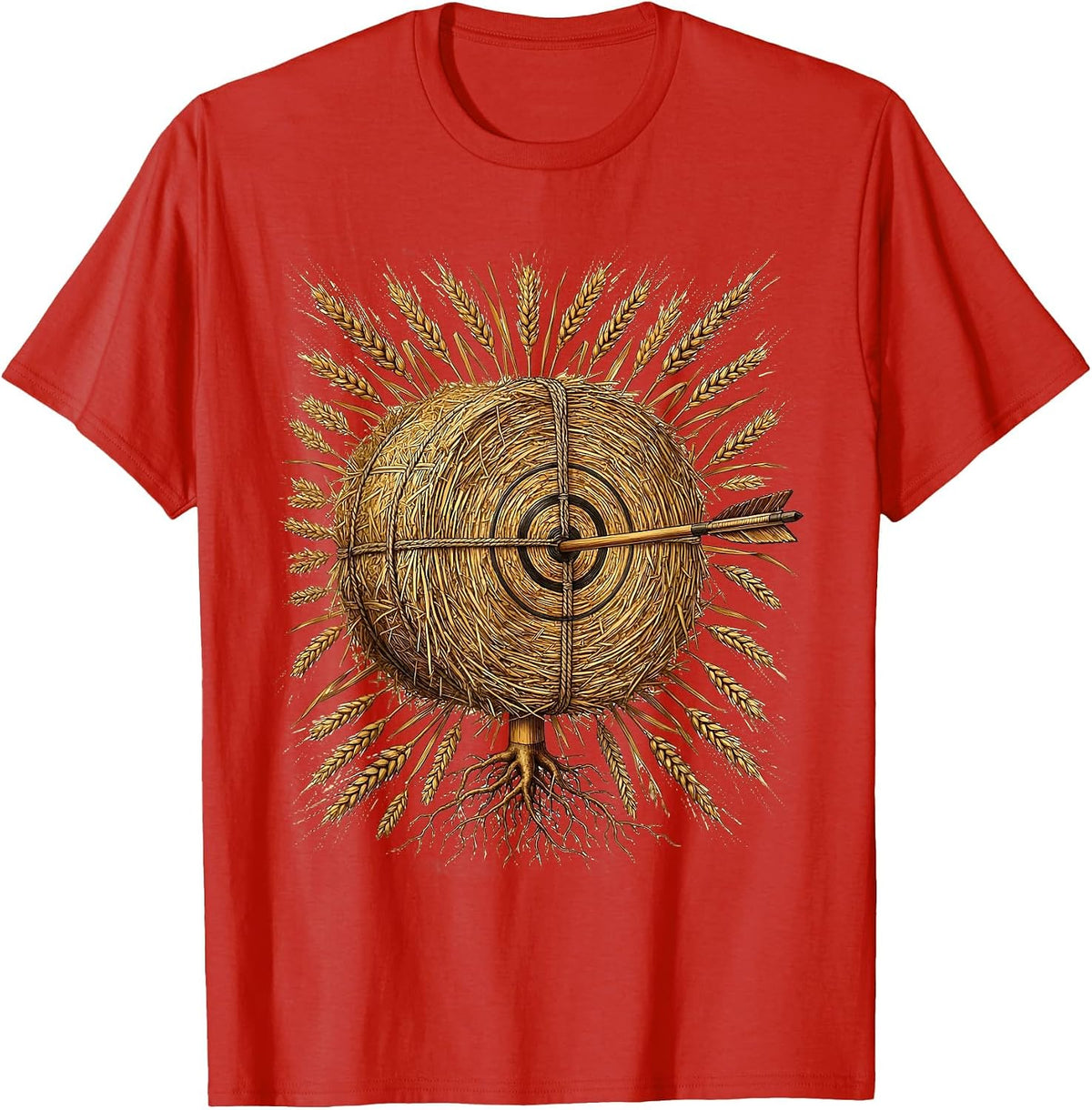 Arrow Bullseye Hay Target Archery Illustration T-Shirt - Red