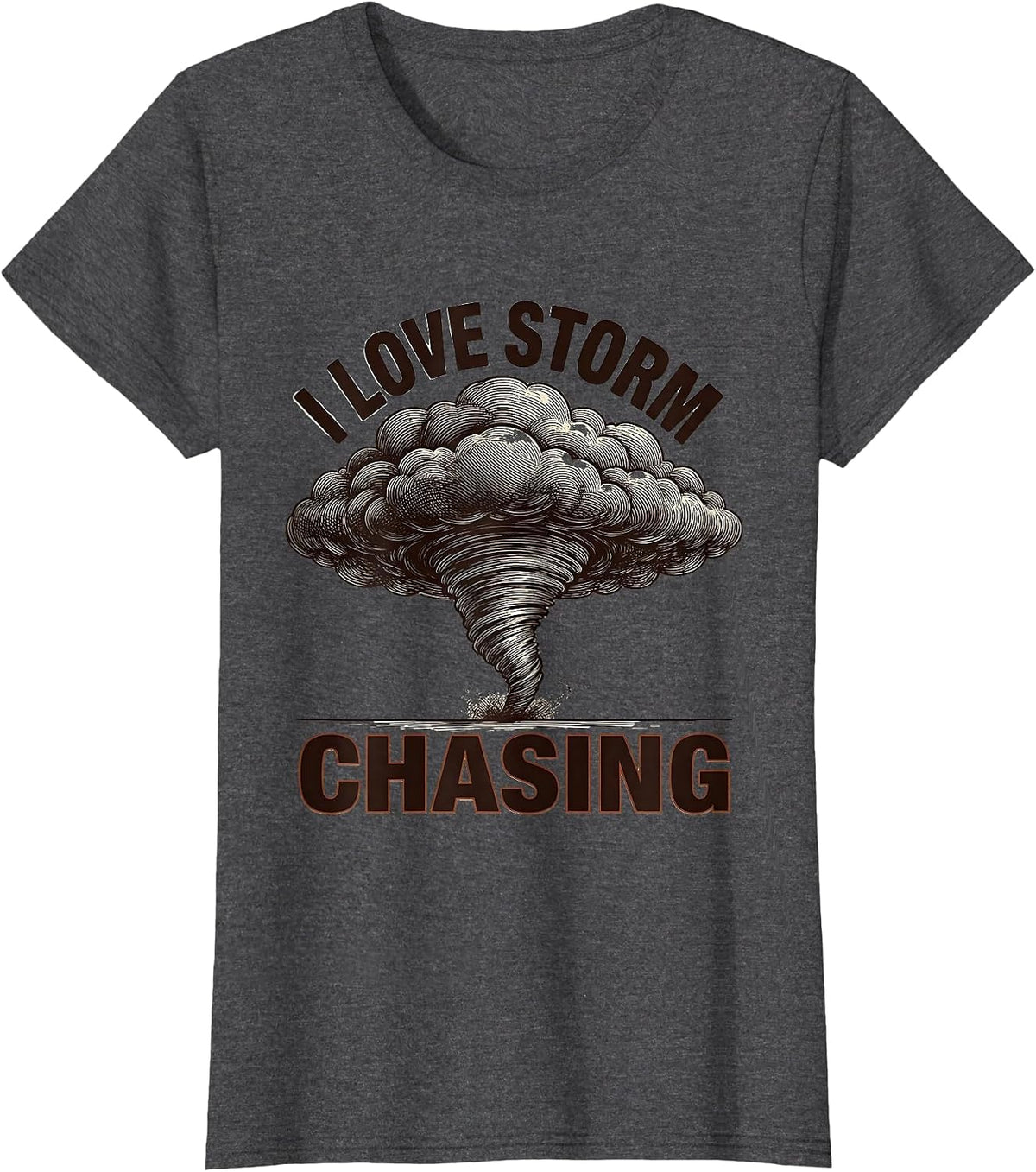 Women's I Love Storm Chasing Crosshatch Etching Meteorology T-Shirt - Dark Heather Grey