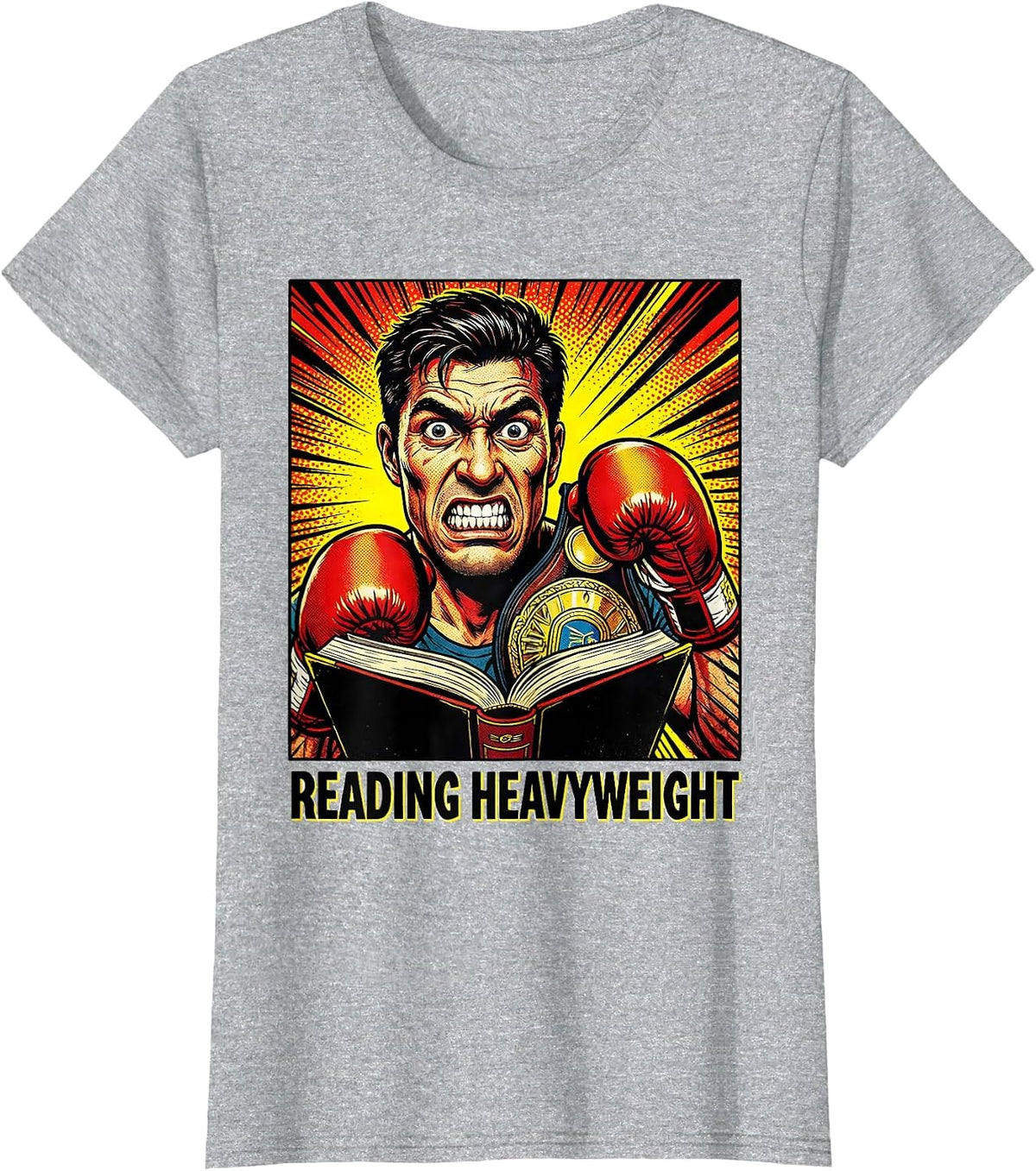 Women's Reading Heavyweight Pop Art Book Lover Retro Humor T-Shirt - Heather Grey