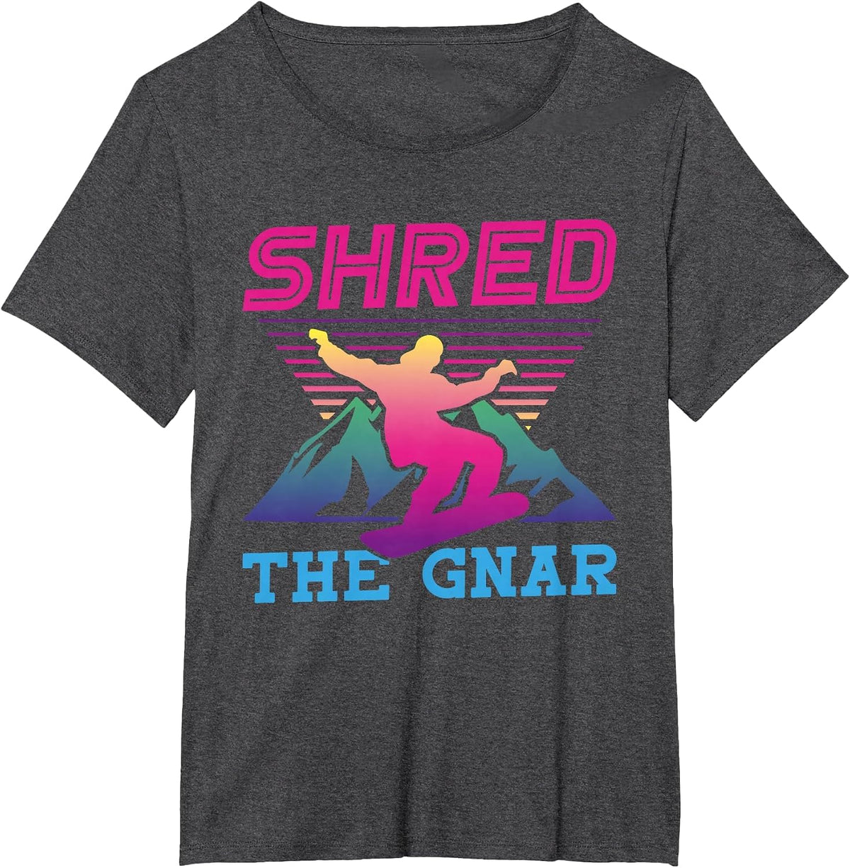 Snowboarding Shred The Gnar Retro 90s 80s Snowboard T-Shirt - Dark Heather Grey