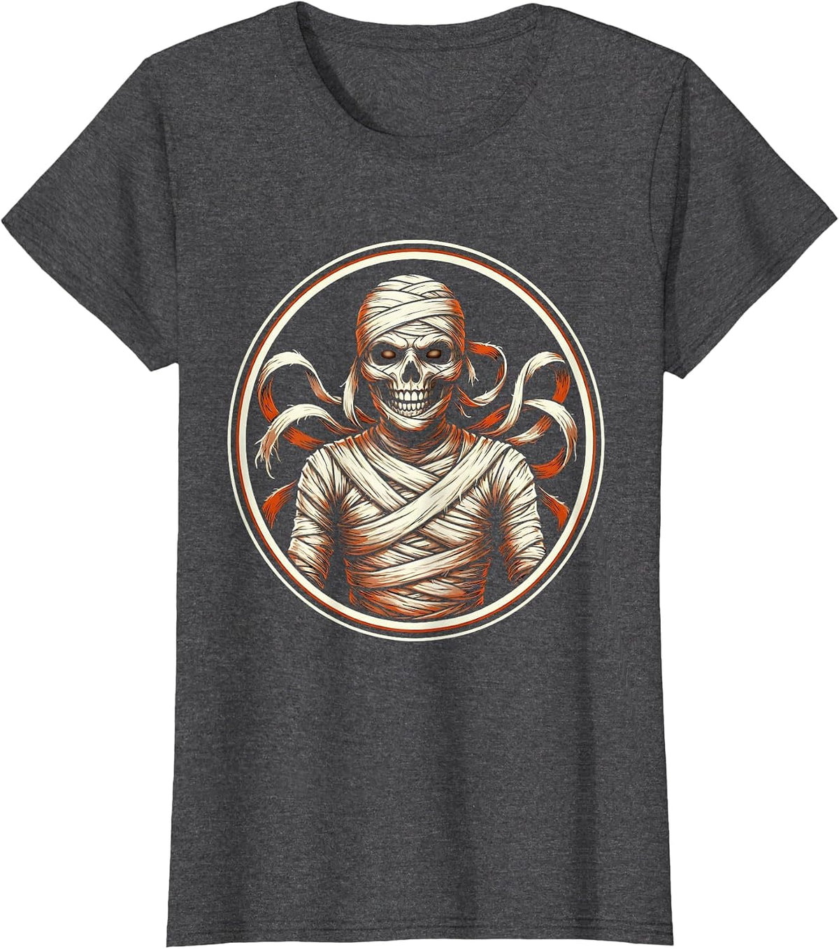 Women's Halloween Mummy Dental Floss Funny Dentist Gift T-Shirt - Dark Heather Grey