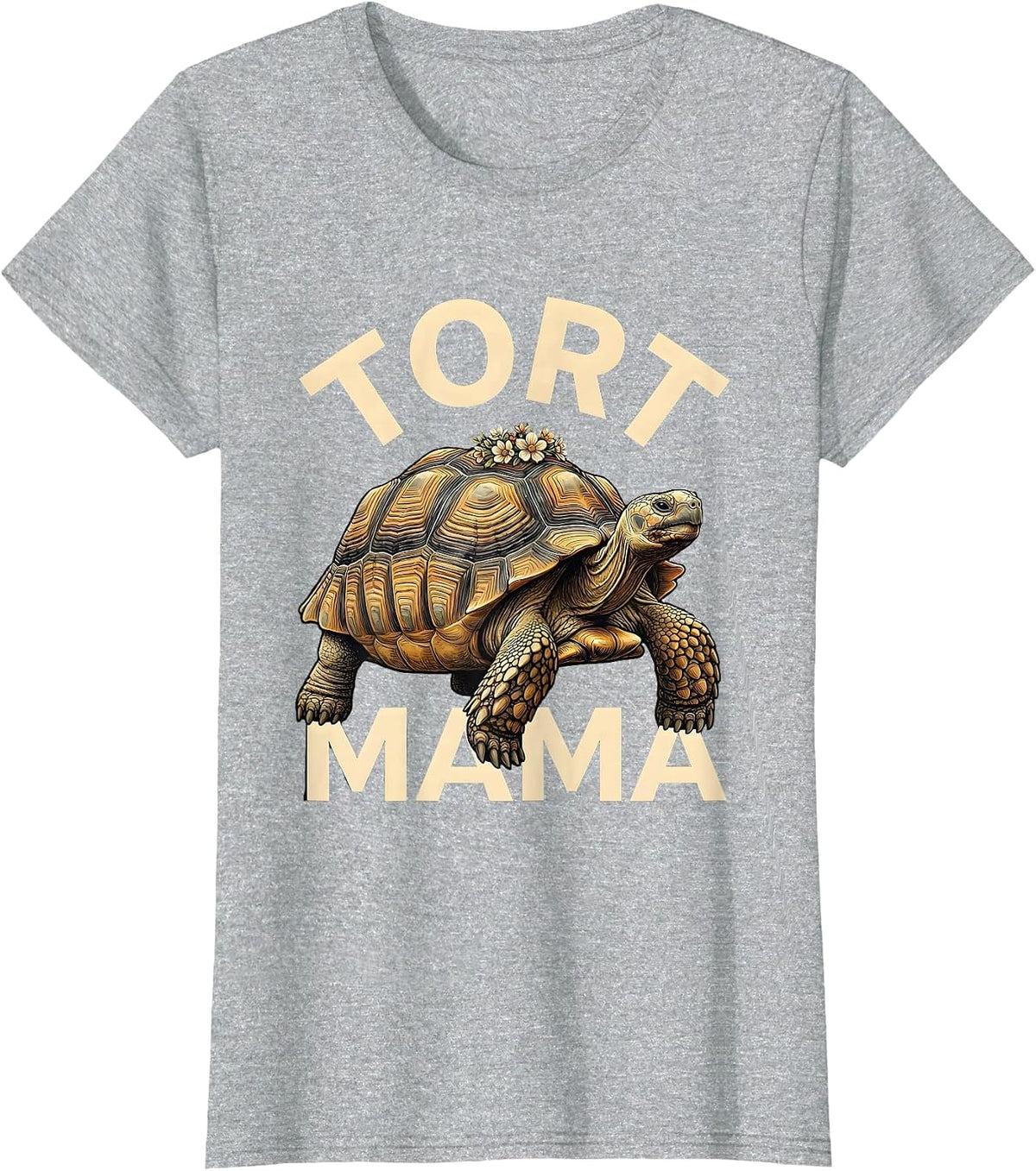 Women's Tort Mama Funny Sulcata Tortoise Pet Mom Reptile Lover T-Shirt - Heather Grey