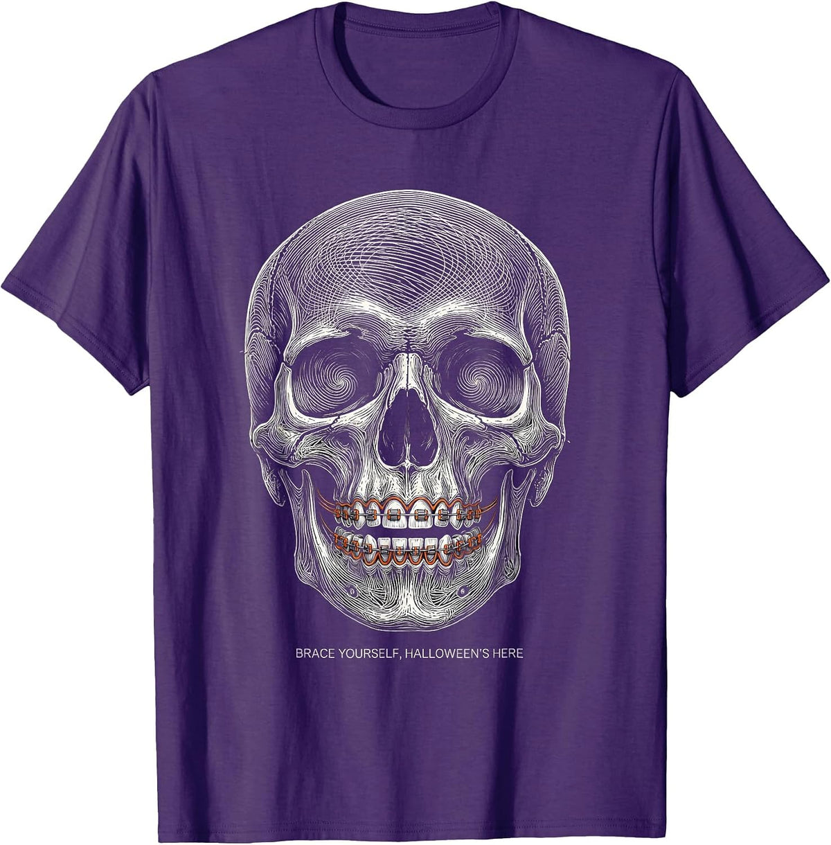 Men's Brace Yourself Halloween Is Here Dental Design T-Shirt - Purple