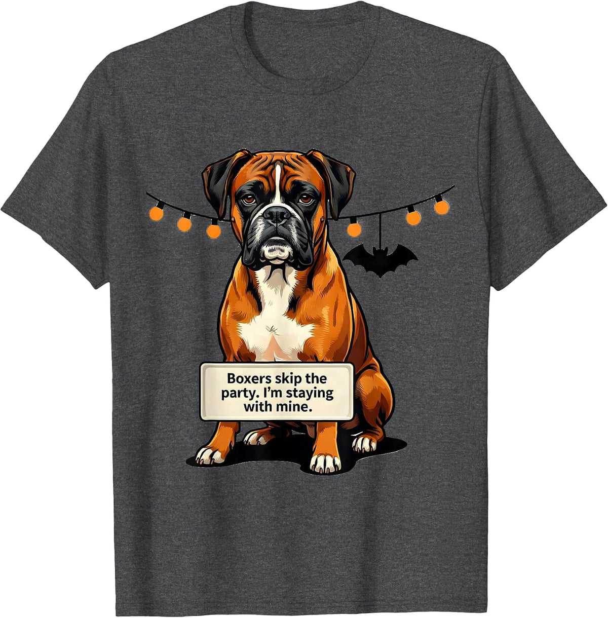 Men's Boxers Skip The Party I'm Staying With Mine Halloween T-Shirt - Dark Heather Grey
