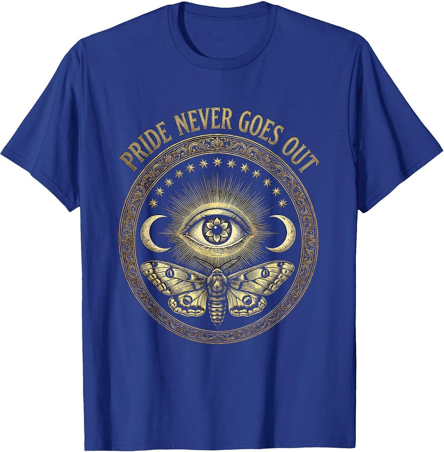 Pride Never Goes Out LGBTQ Pride Flag Design T-Shirt - Royal Blue
