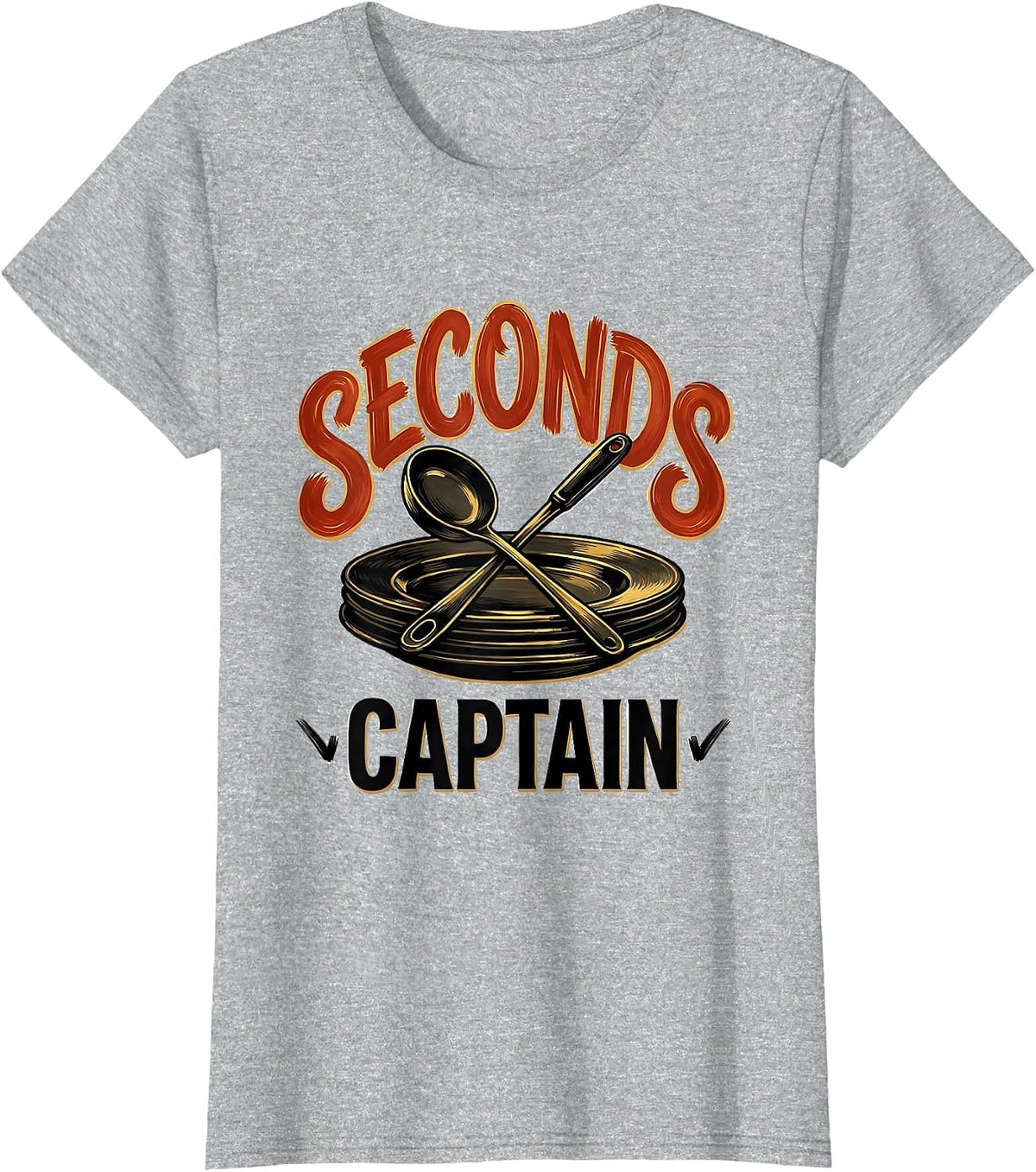 Women's Seconds Captain Funny Thanksgiving Turkey Pun Matching Group T-Shirt - Heather Grey
