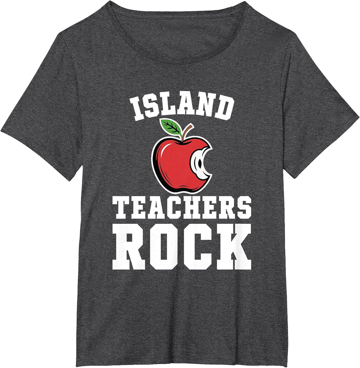 Island Teachers Rock! Retro School Support Teaching T-Shirt - Dark Heather Grey