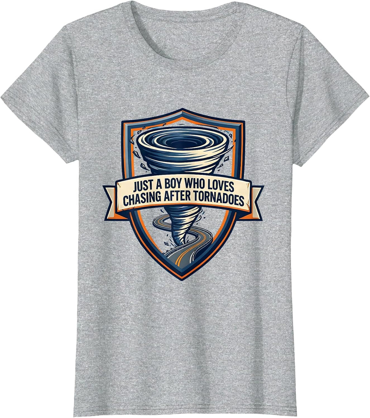 Just A Boy Who Loves Chasing After Tornadoes Storm Chaser T-Shirt - Heather Grey