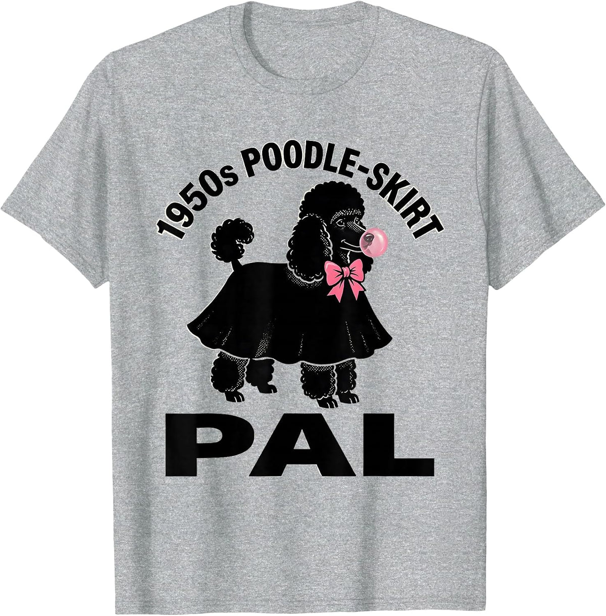 Men's 1950s Poodle-Skirt Pal Retro Sock Hop Rockabilly Party T-Shirt - Heather Grey