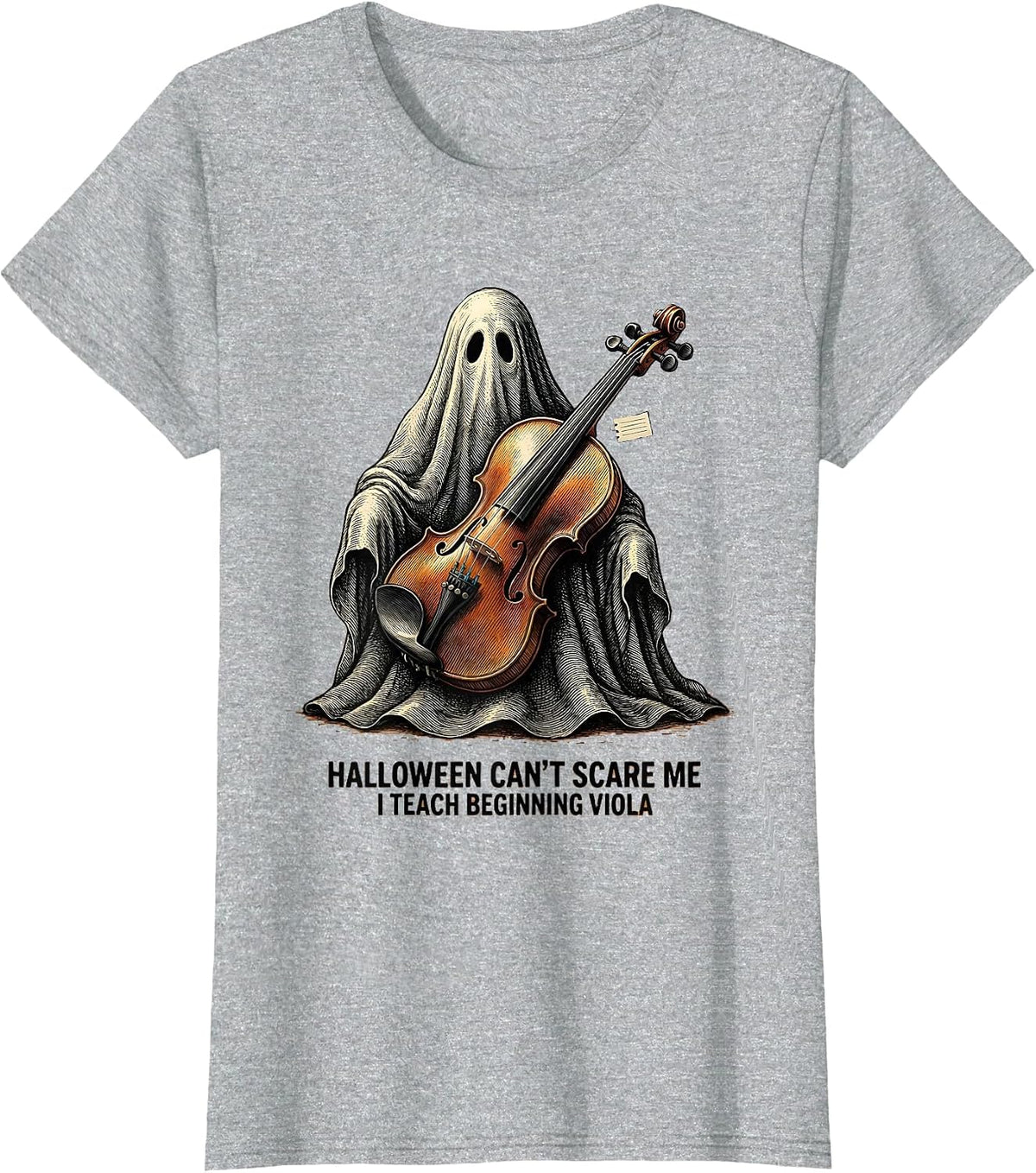 Women's Halloween Can't Scare Me, I Teach Beginning Viola Teacher T-Shirt - Heather Grey