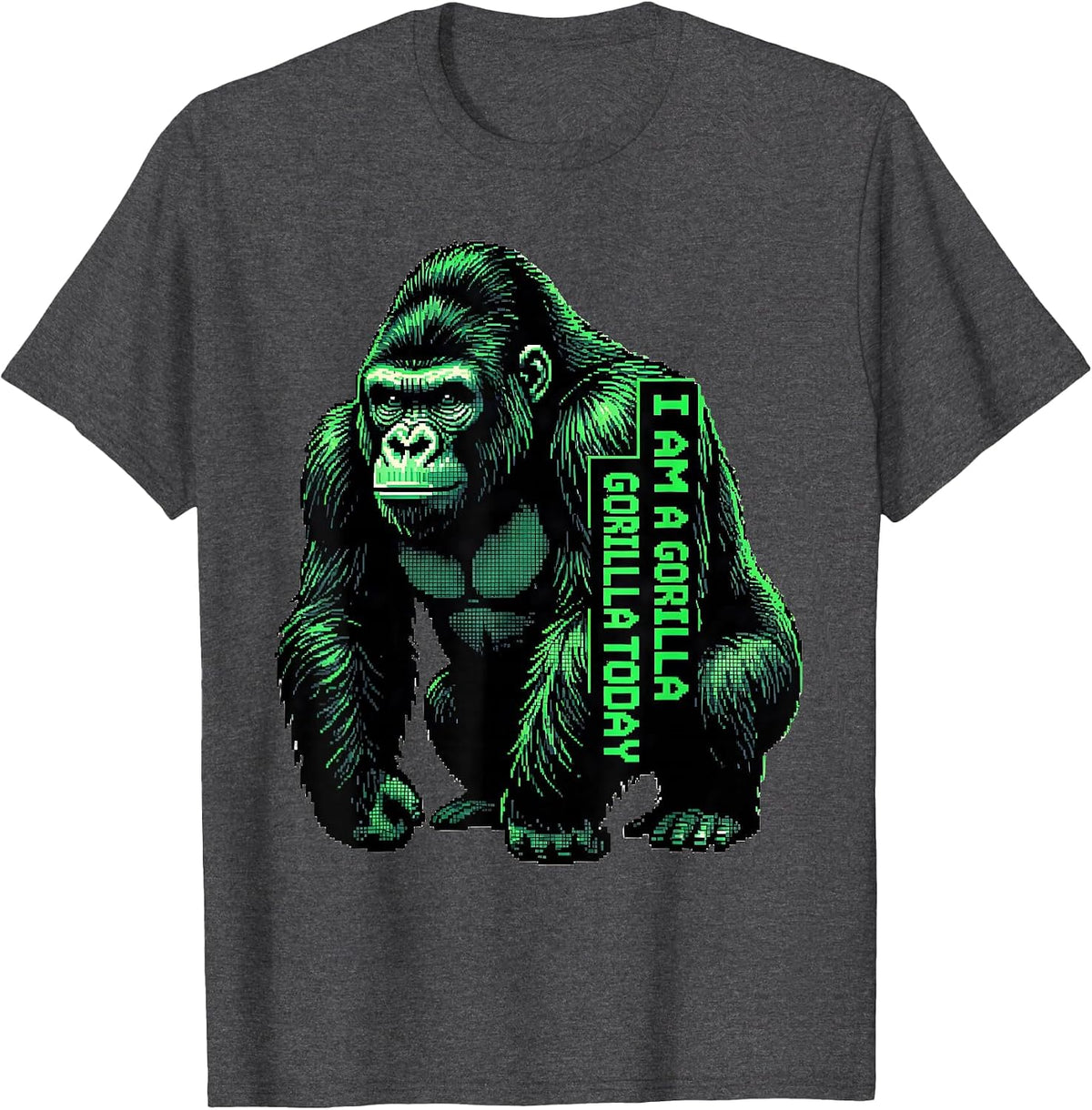 I Am A Gorilla Today Funny Pixel Art Gorilla Costume T-Shirt - Dark Heather Grey