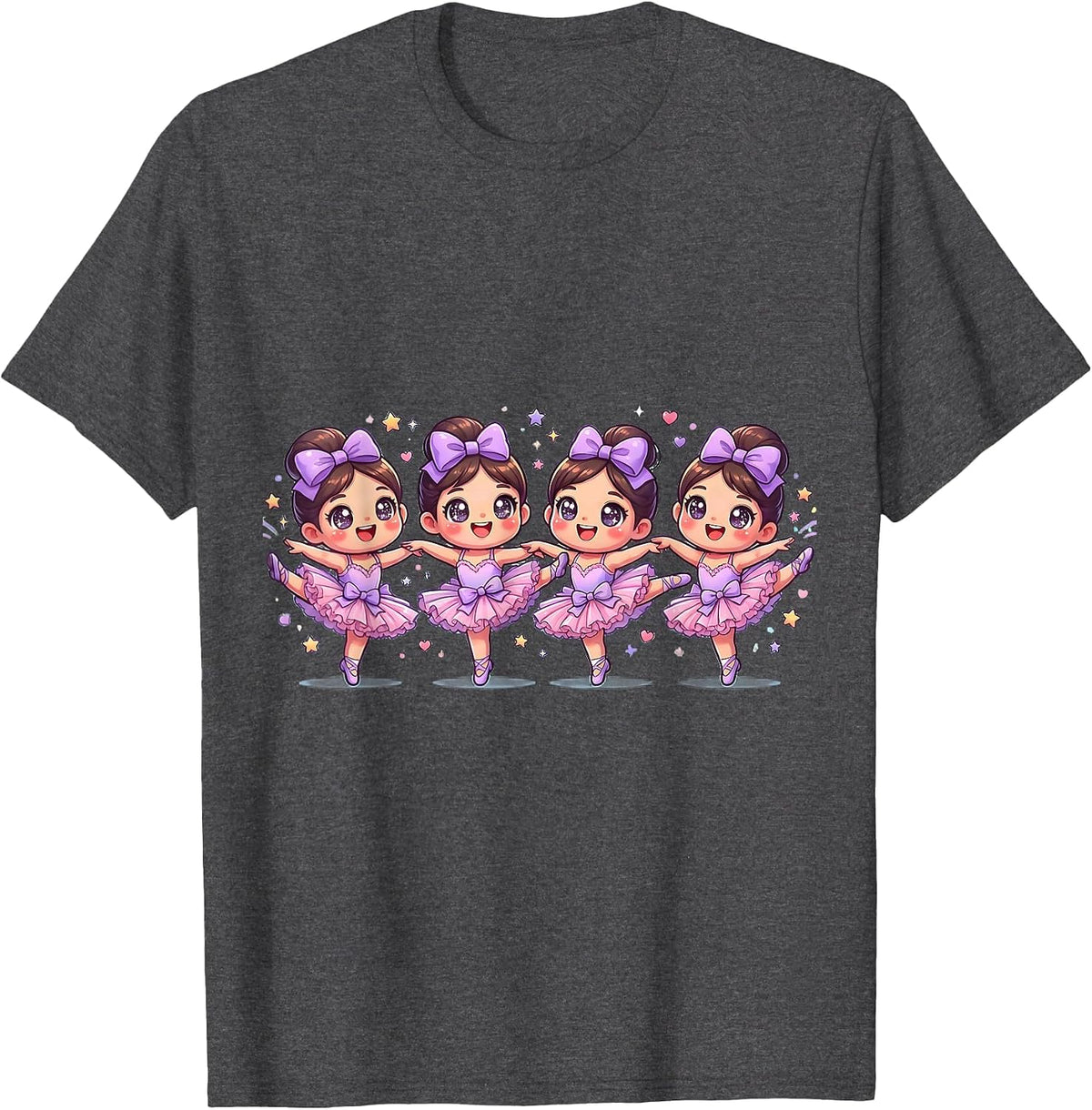 Dance Girls High Kick Line Graphic Tee T-Shirt - Dark Heather Grey