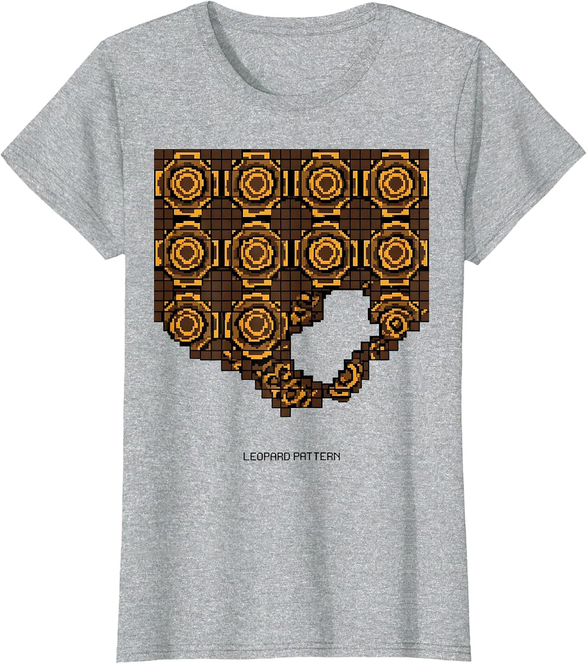Leopard Pattern Pixel Art Cheetah Print Casual T-Shirt - Heather Grey
