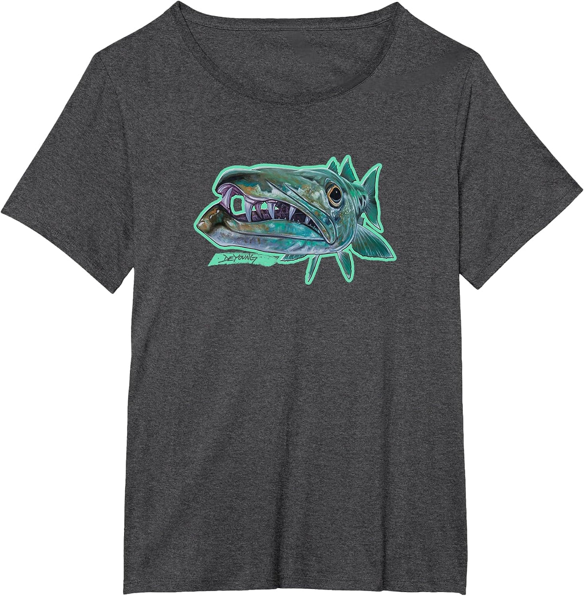 Barracuda Fishing Shirt Barracuda Fisherman Derek Deyoung T-Shirt - Dark Heather Grey