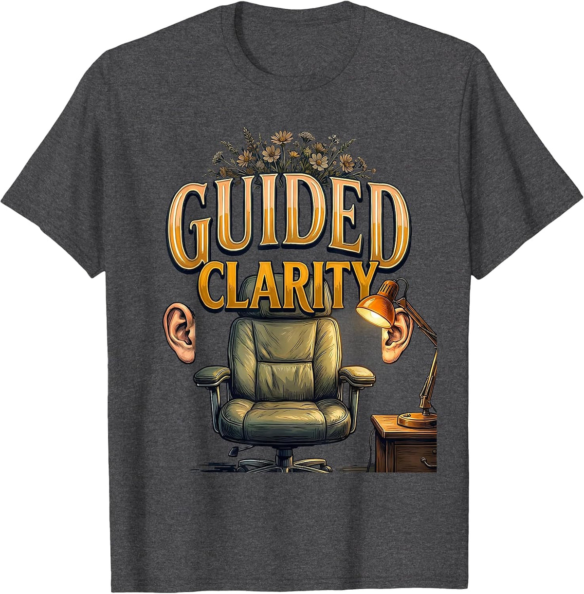 Guided Clarity Vintage School Counselor Mental Health T-Shirt - Dark Heather Grey