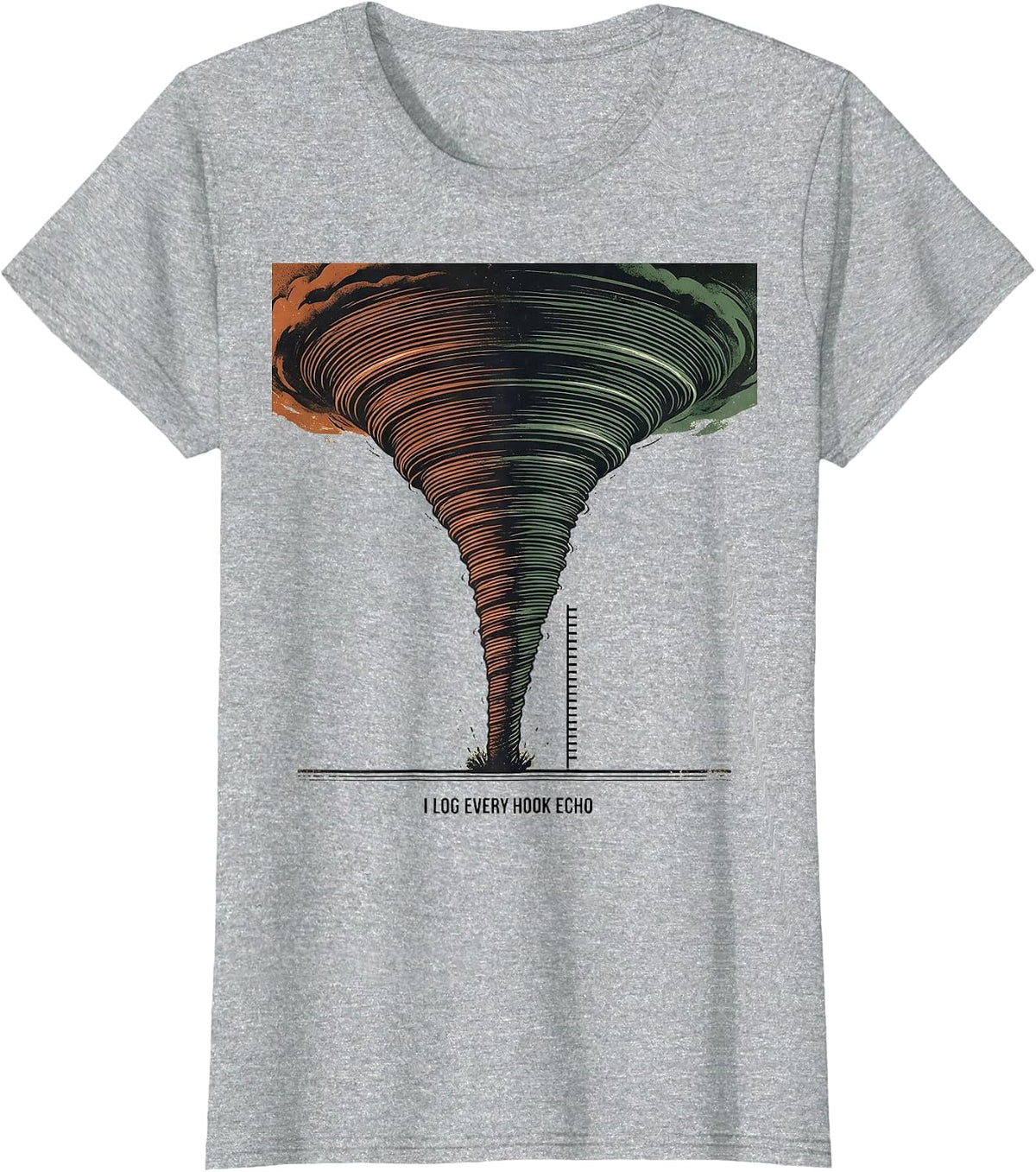 Women's I Log Every Hook Echo Vintage Storm Chaser Tornado T-Shirt - Heather Grey