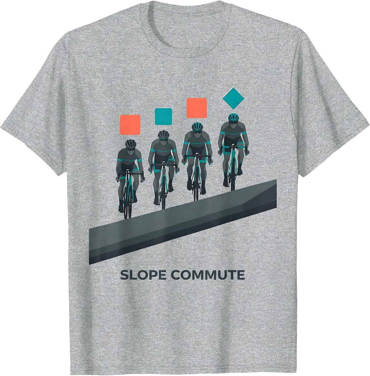 Men's Slope Commute Flat Vector Ski Snowboard Dad Humor T-Shirt - Heather Grey